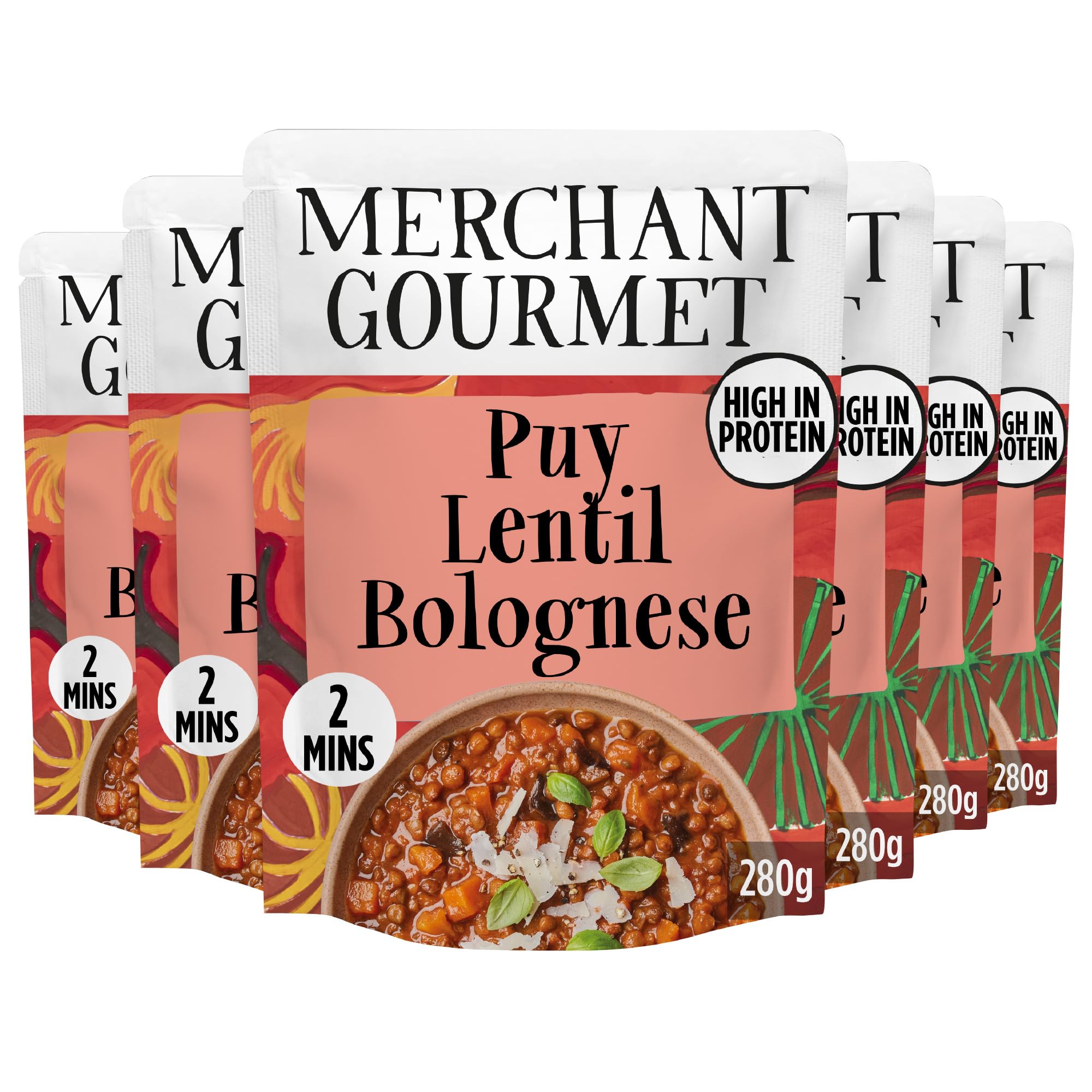Merchant Gourmet Ready-to-eat Puy Lentil Bolognese - 6 x 280g Pouches | High Fibre & Protein
