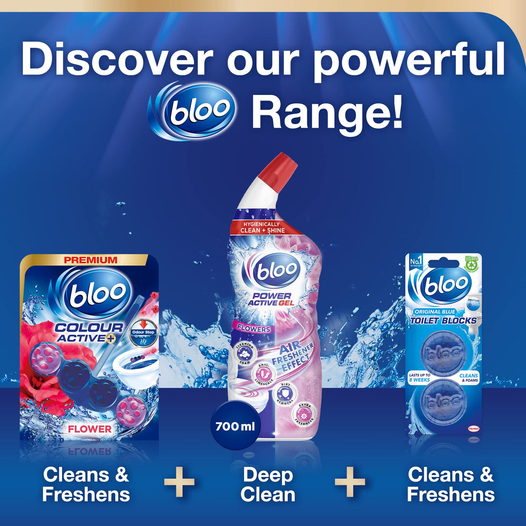 Bloo Colour Active Flower Rim Block, 150 g - Toilet Cleaning with Fresh Scent & Anti-Limescale