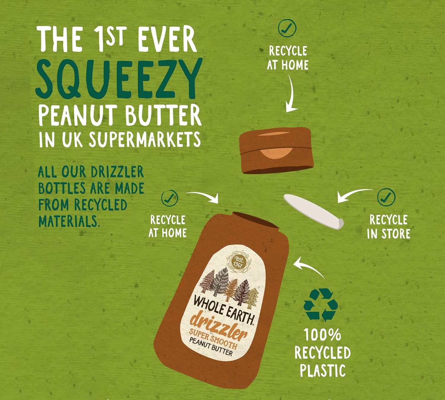 Whole Earth Drizzler Golden Roasted Super Smooth Peanut Butter - 6 x 320g Squeezy Bottles 4