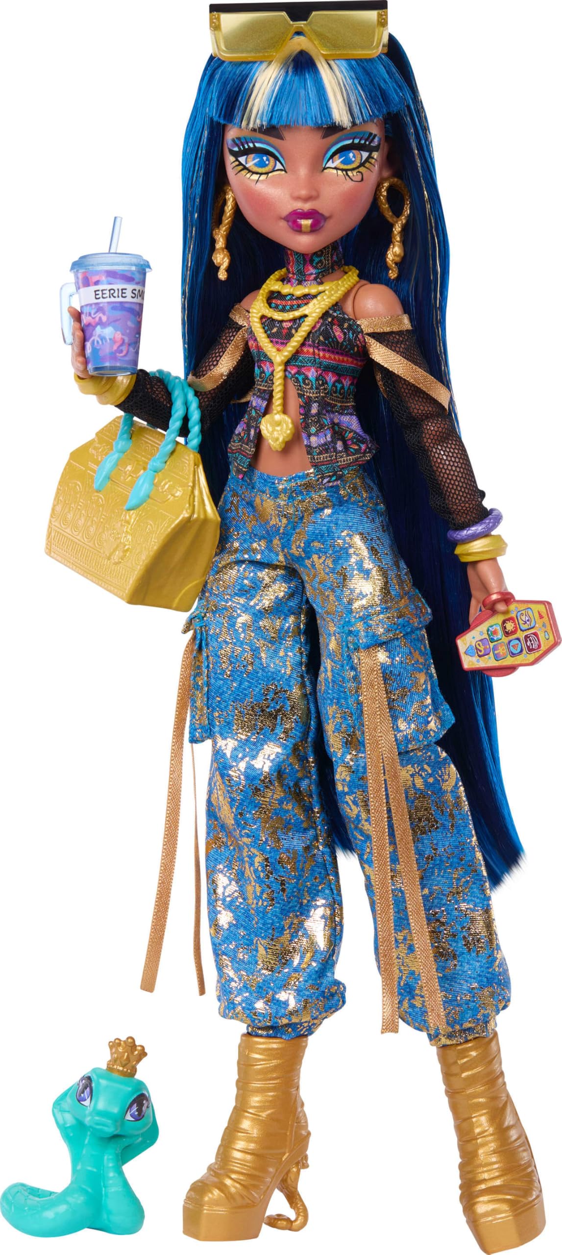 Monster High Cleo De Nile Doll - Crop Top & Cargo Pants | 7 Accessories | JHK32 1