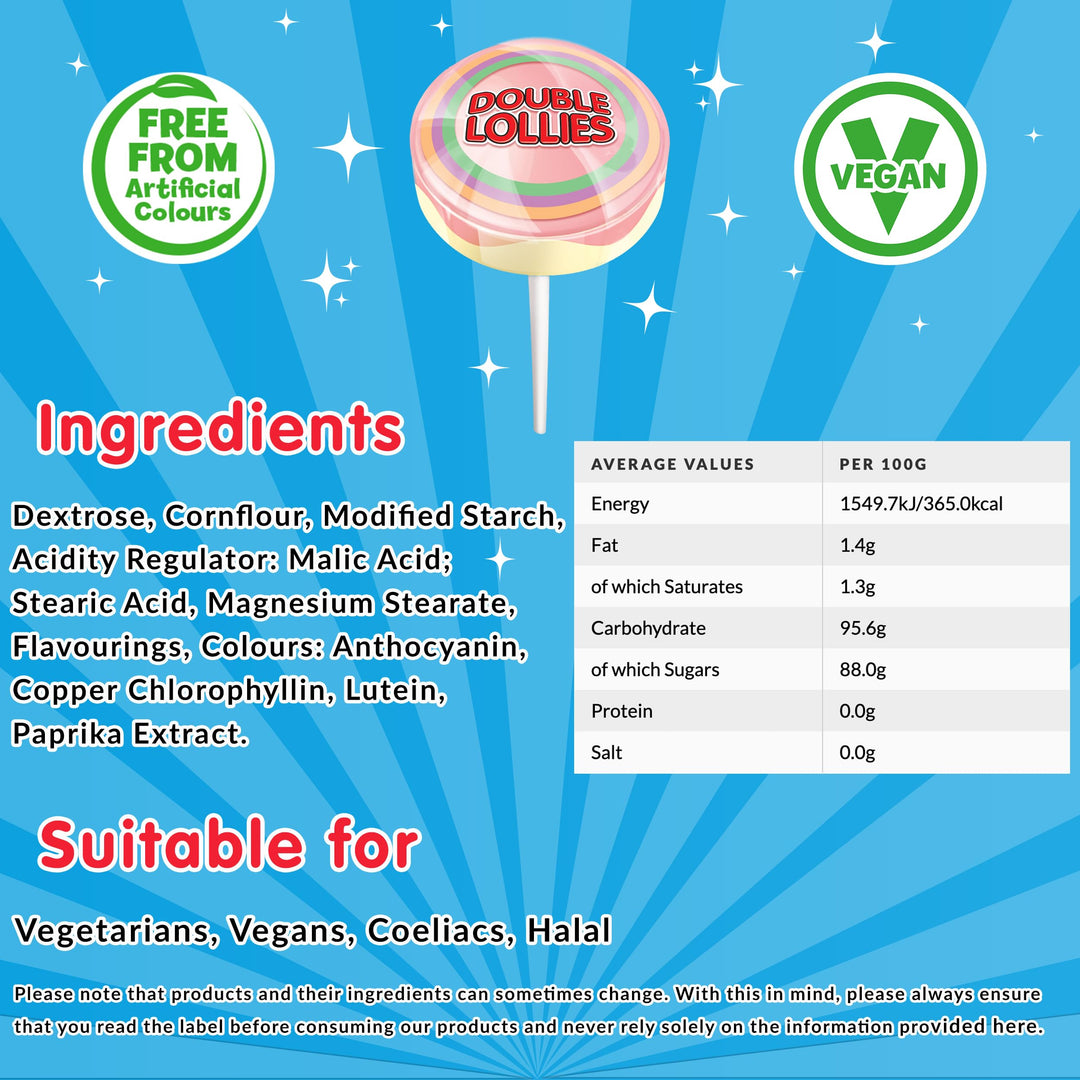 Swizzels - Double Lollies Sweets Dispenser Box (100 Lollipops, Vegan Friendly)