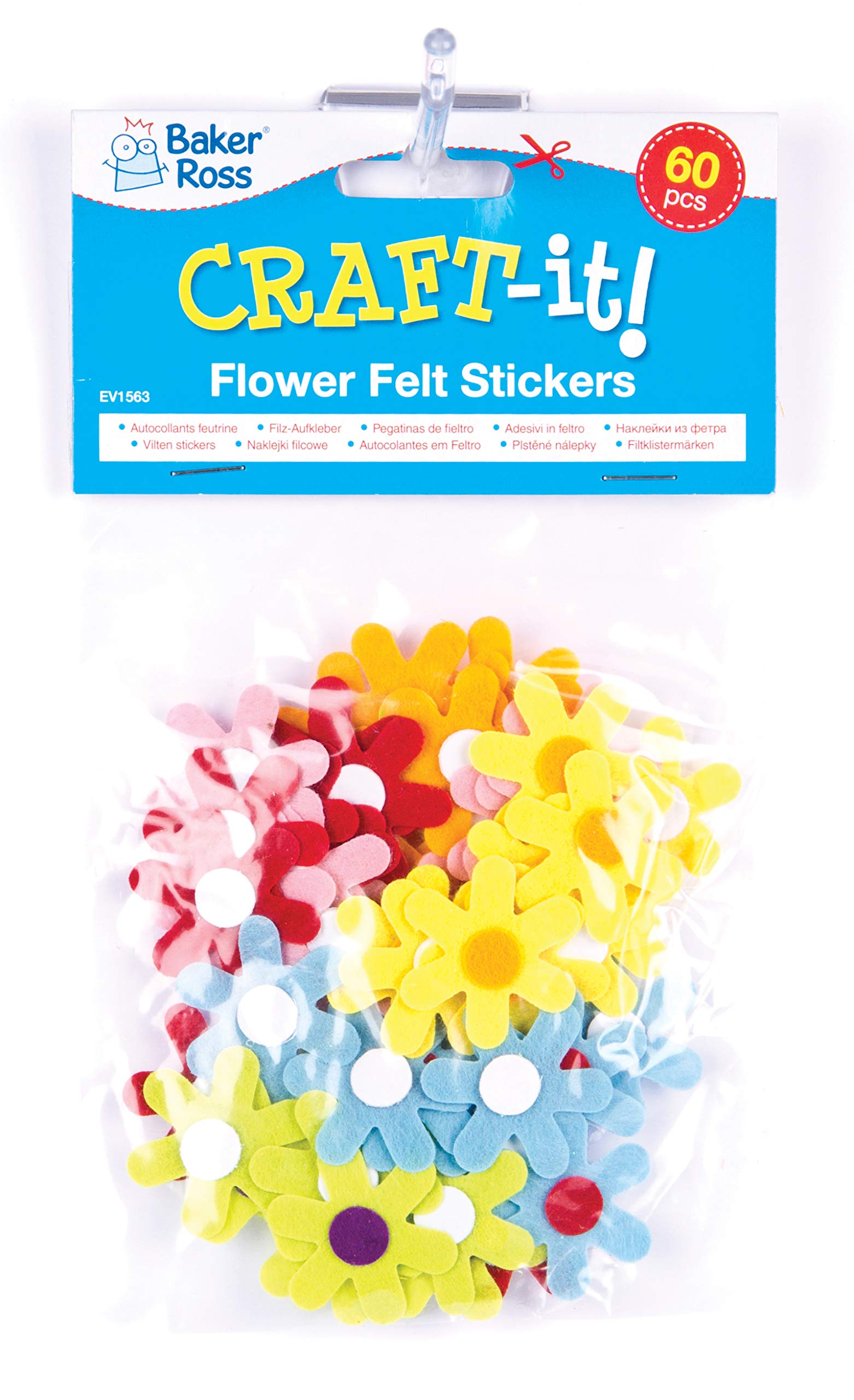 Baker Ross Self Adhesive Flower Felt Stickers (EV1563) - 200 Pack, 30mm, Assorted Colors 2