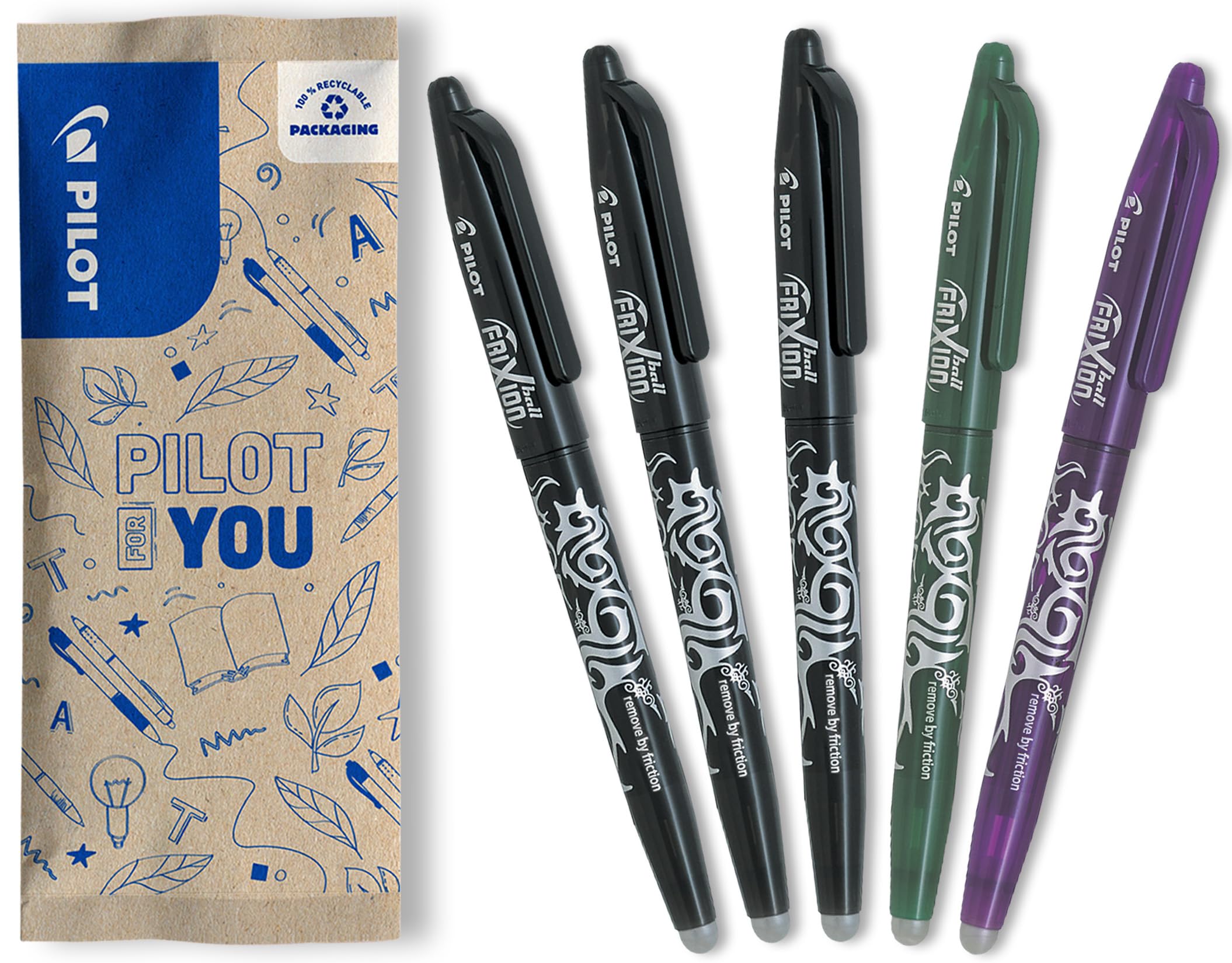 PILOT FriXion Ball 07 Erasable Gel Ink Rollerball Pen Set | 0.7mm Medium Tip | Refillable 1