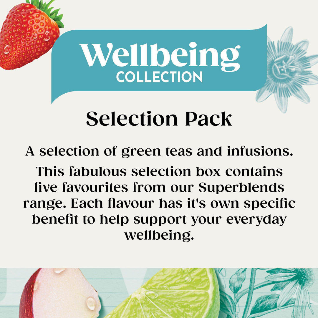 Twinings Superblends Wellbeing Collection - Defence, Glow, Digest, Detox & Sleep Tea Bags, 80 Biodegradable Tea Bags