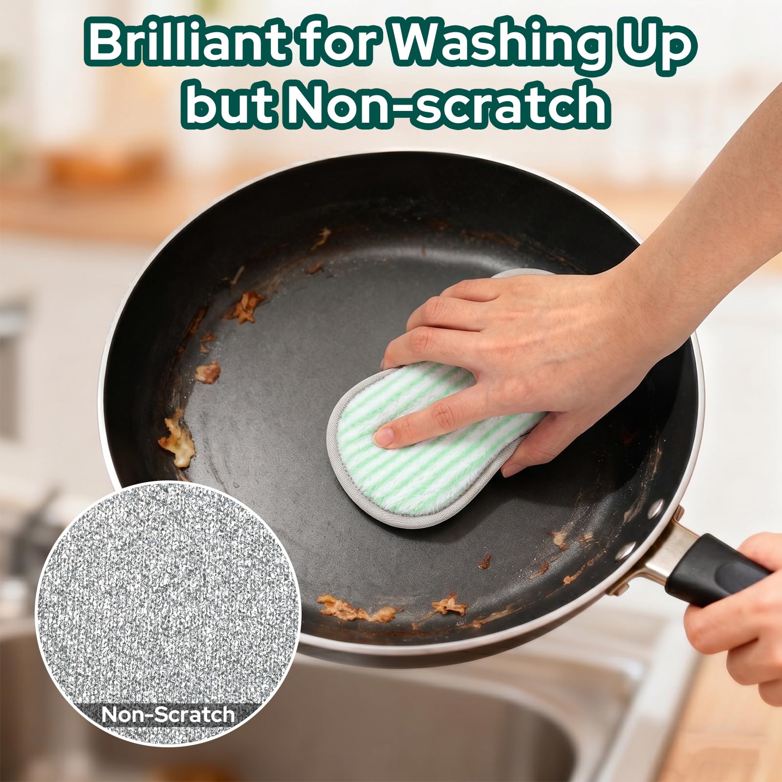 Euqvunn 8 Pack Dual-Sided Kitchen Cleaning Sponges | Non-Scratch, High-Density 4