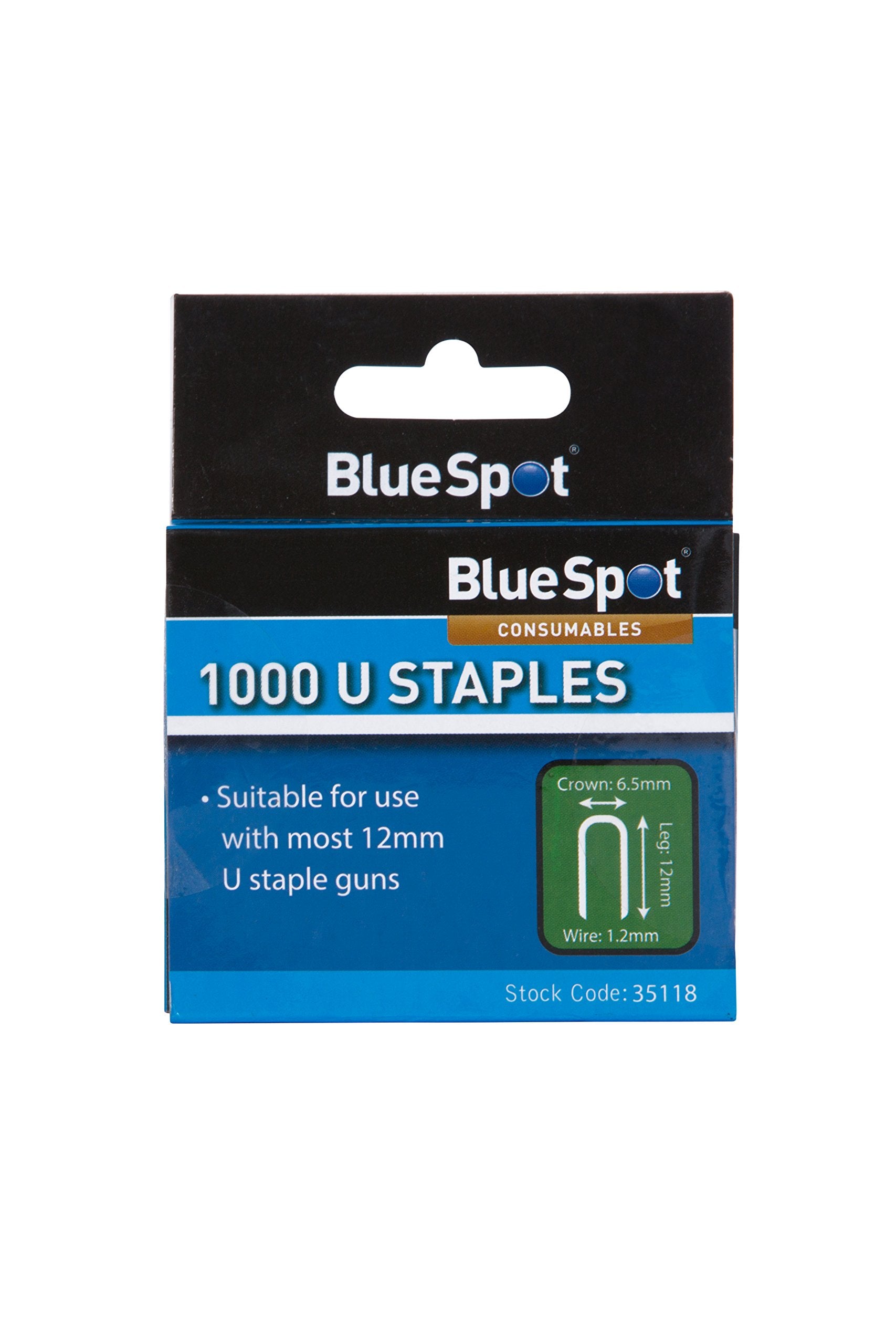 Blue Spot Tools 35118 Round Crown T25 Staples - 12mm Leg Length | 6.5mm Crown | 1000 Pack 2