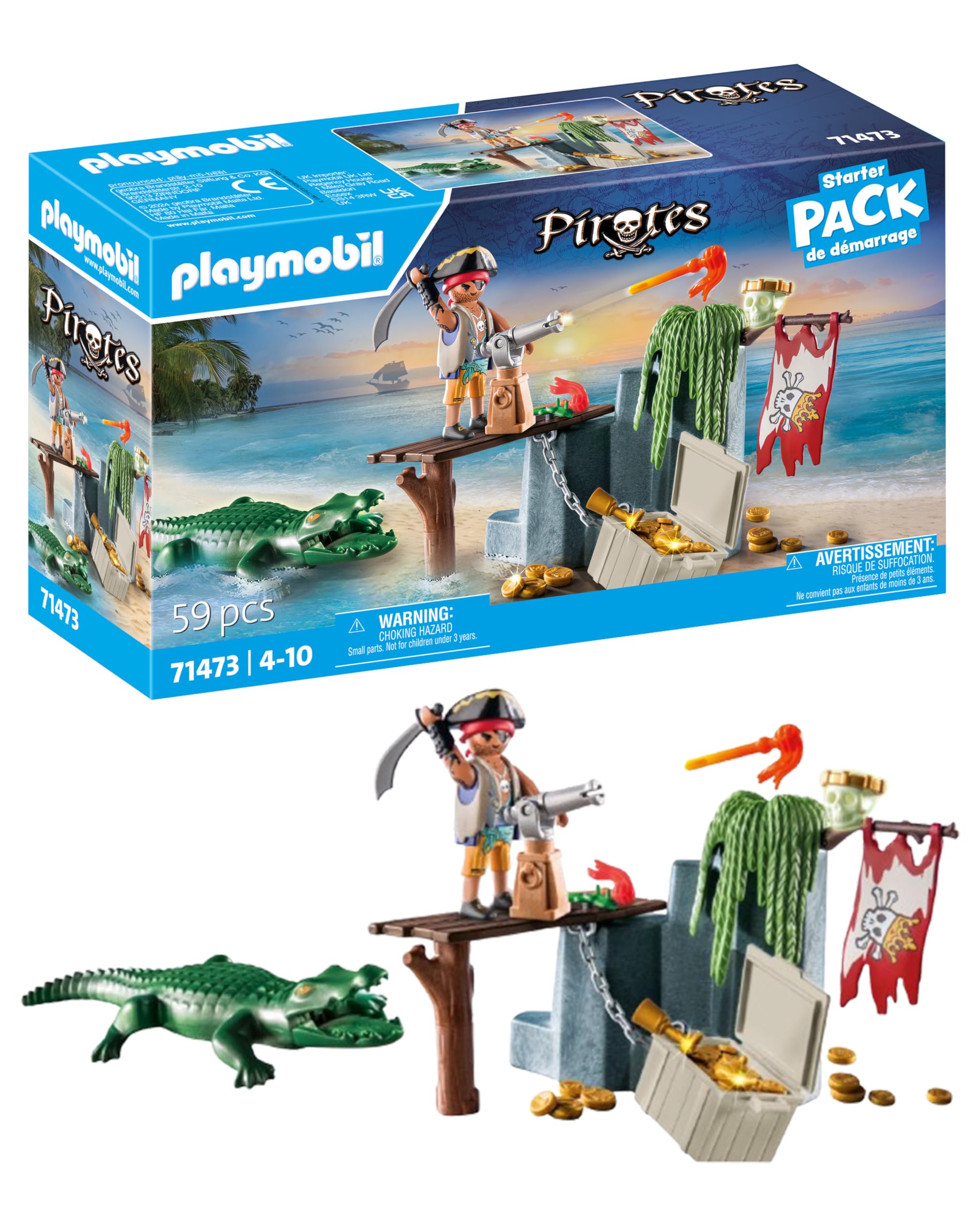 Playmobil 71473 Pirates: Pirate with Alligator Starter Pack - Fantasy Pirate World Playset for Ages 4+ 2