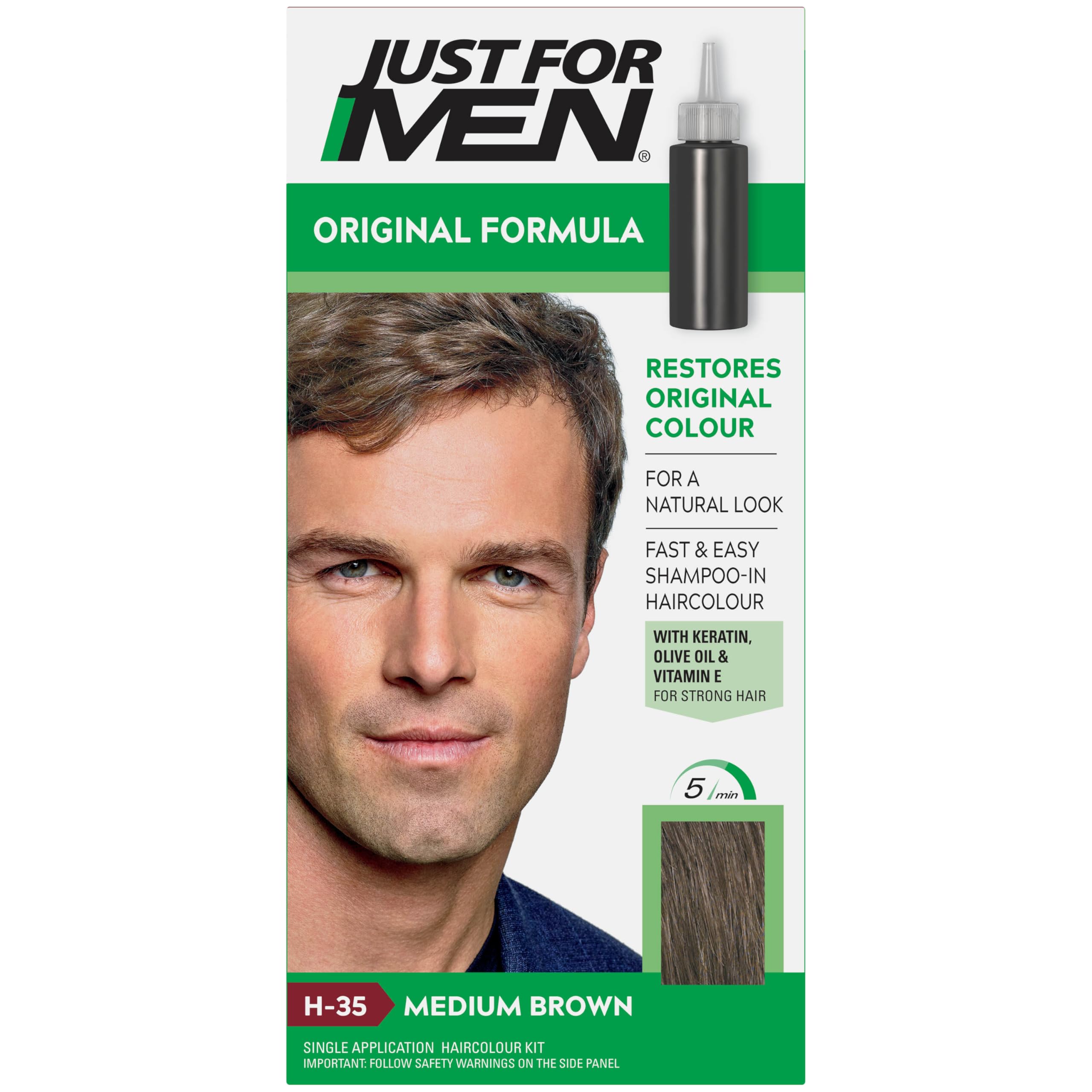 Just For Men Original Formula Medium Brown Hair Dye - Shampoo-In Permanent Colour (H35) 1