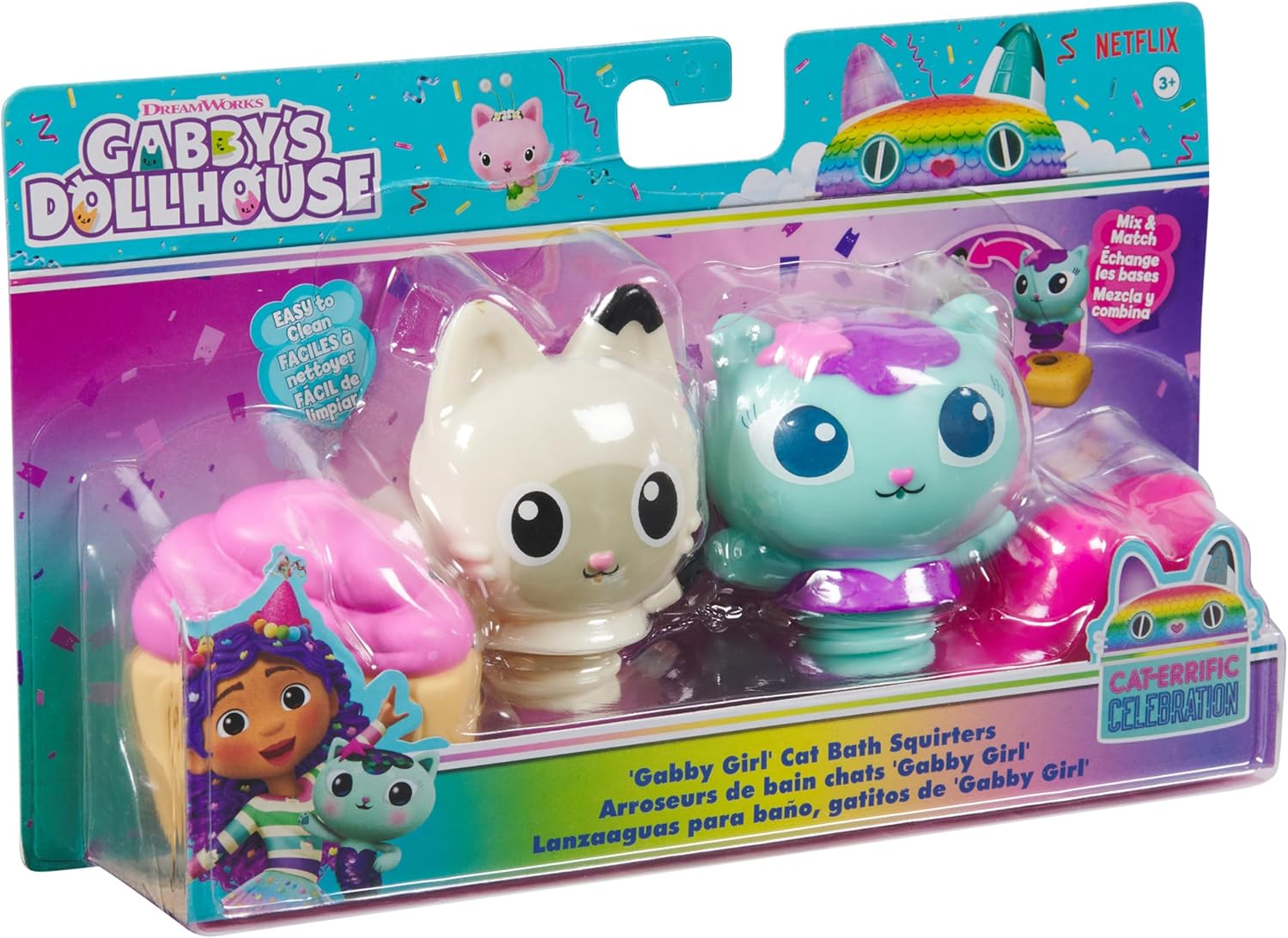 Gabby's Dollhouse: Mercat and Pandy Paws Bath Squirters - Floating Water Toys for Kids 4