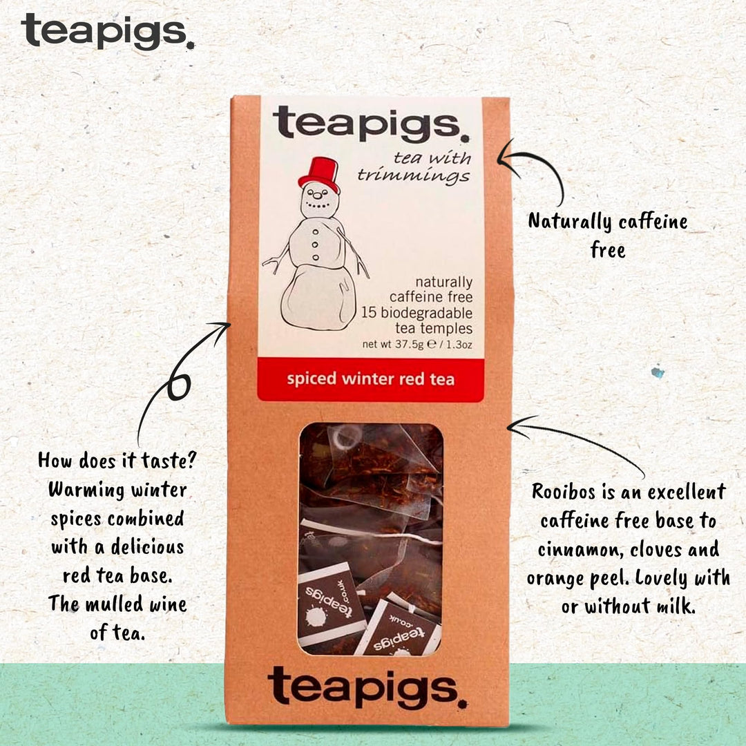 teapigs Spiced Winter Red Tea Bags - Rooibos Herbal Blend with Cinnamon, Cloves & Orange Peel