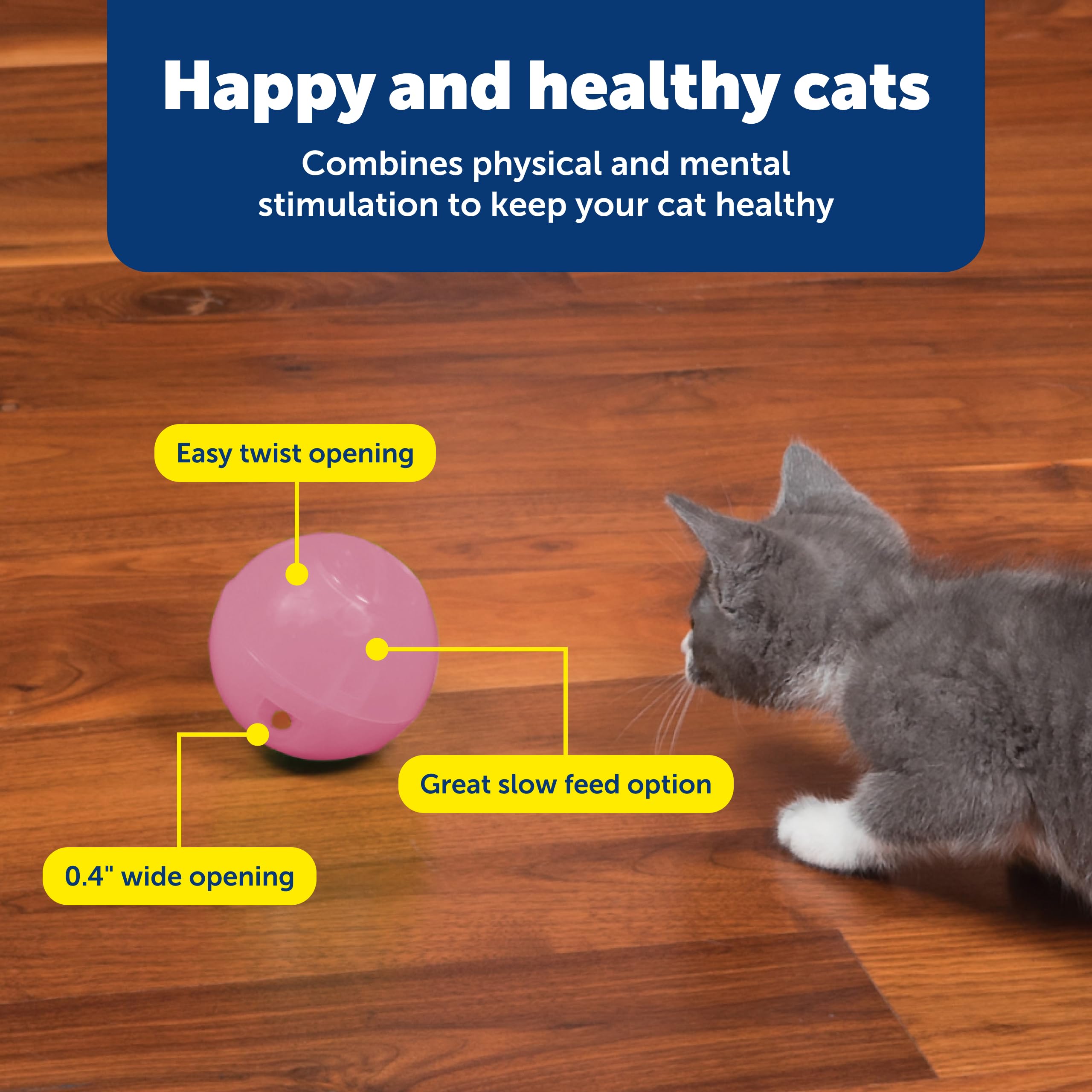 PetSafe SlimCat Interactive Feeder Ball - Adjustable Portion Control for Cats | Pink | Medium 5