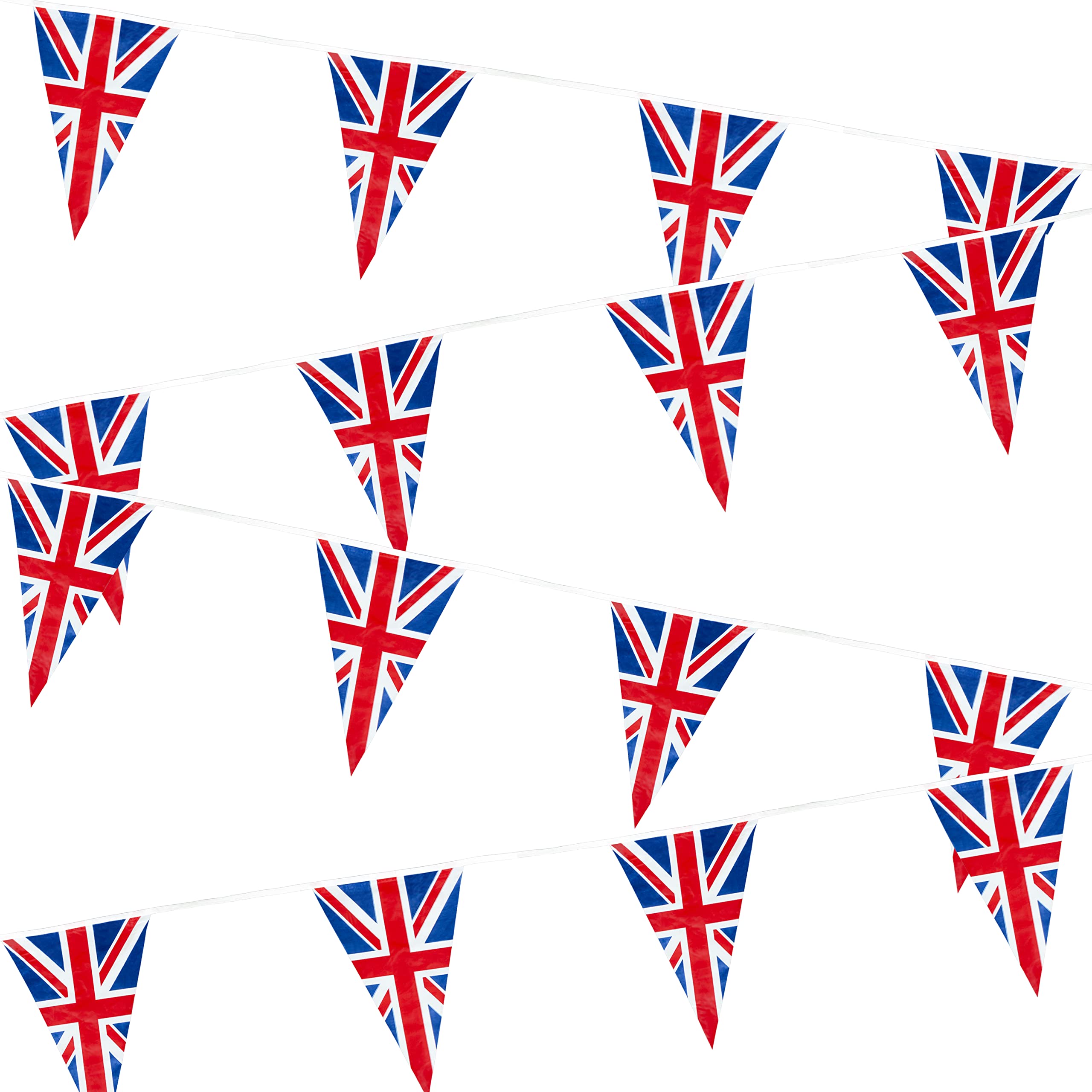 SHATCHI Union Jack Bunting Banner - 10m/33ft Long with 25 Triangle Flags for Royal Events & Sports 1
