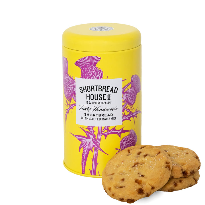 Shortbread House of Edinburgh Handmade Butter Shortbread Biscuits with Salted Caramel - 140g Tin