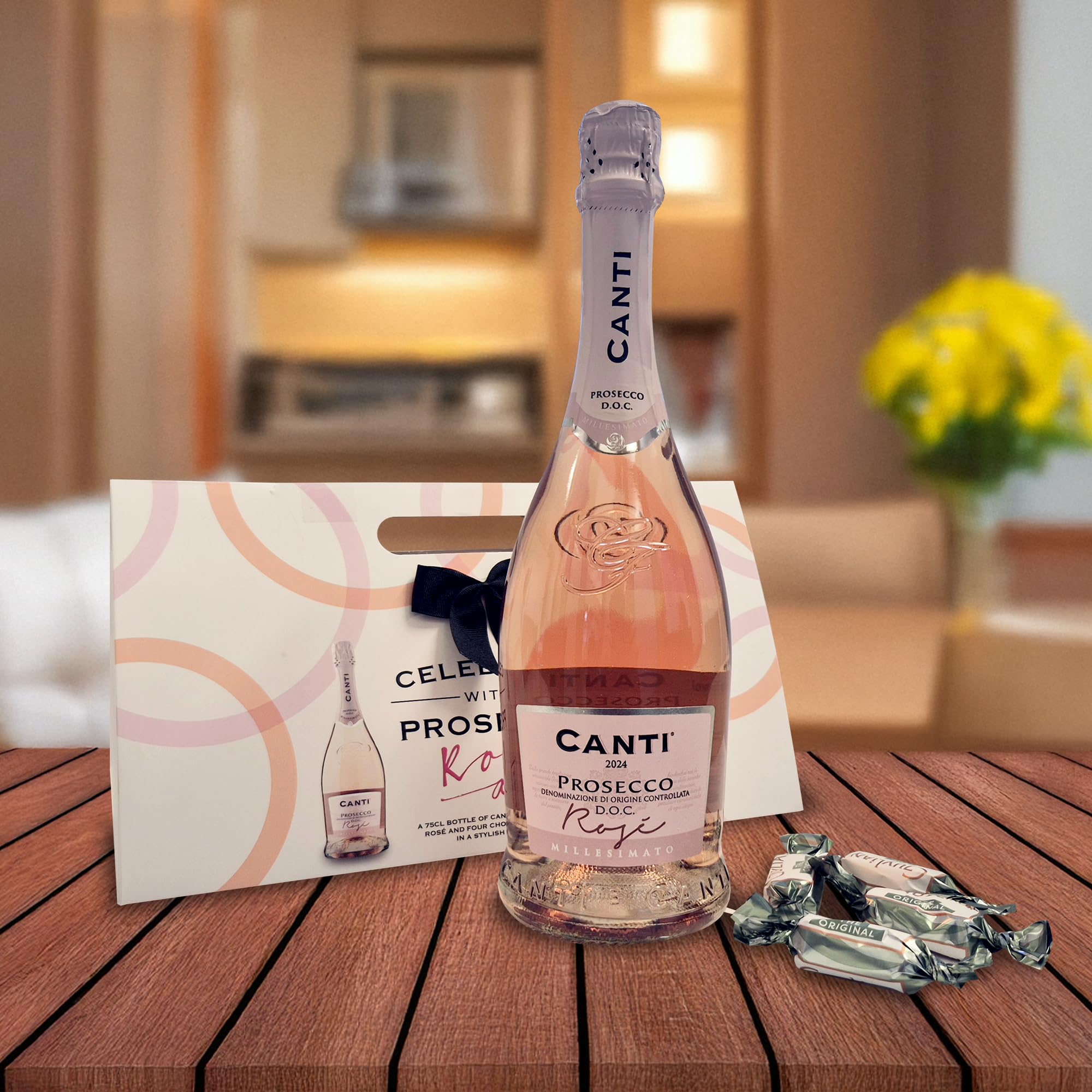 Canti Prosecco Rose 75cl & 4x Guylian Praline Temptations Belgian Chocolates 4