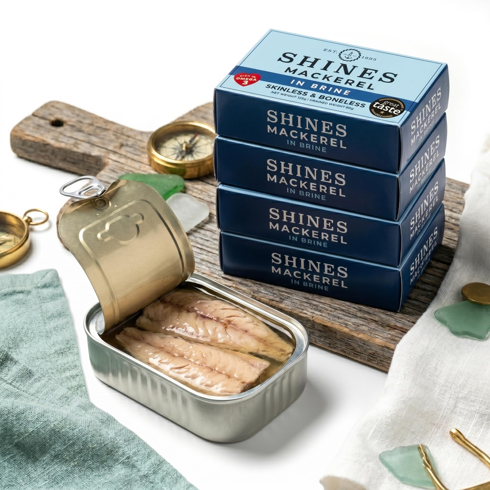 Shines Wild Mackerel in Brine - Skinless & Boneless, Low Salt | 5 Pack (125g Each) 3