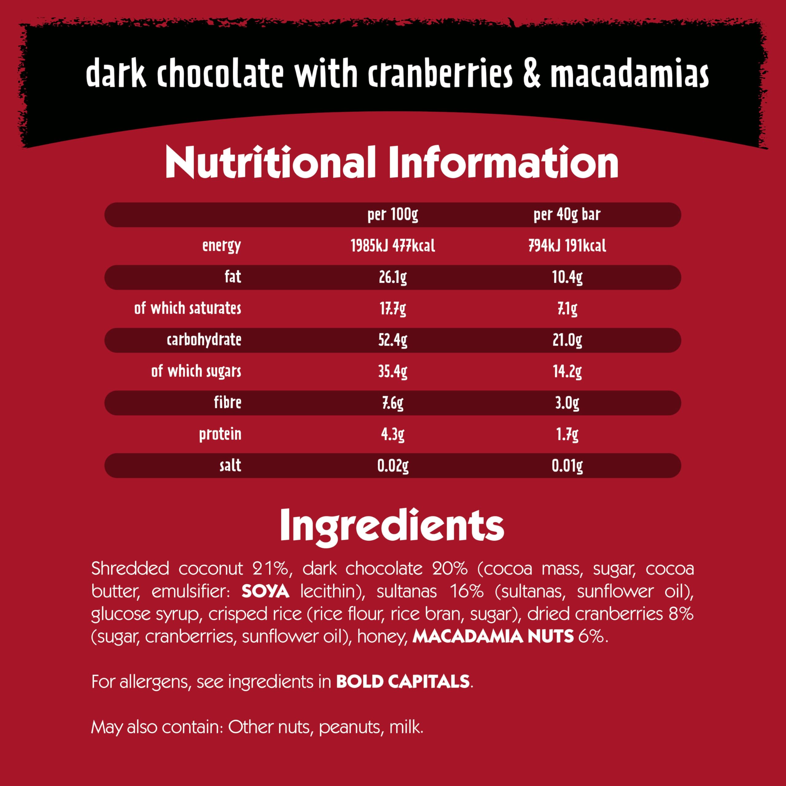 Eat Natural - Dunkle Schokolade mit Cranberries &amp; Macadamias Frucht- und Nussriegel (30 g) 7