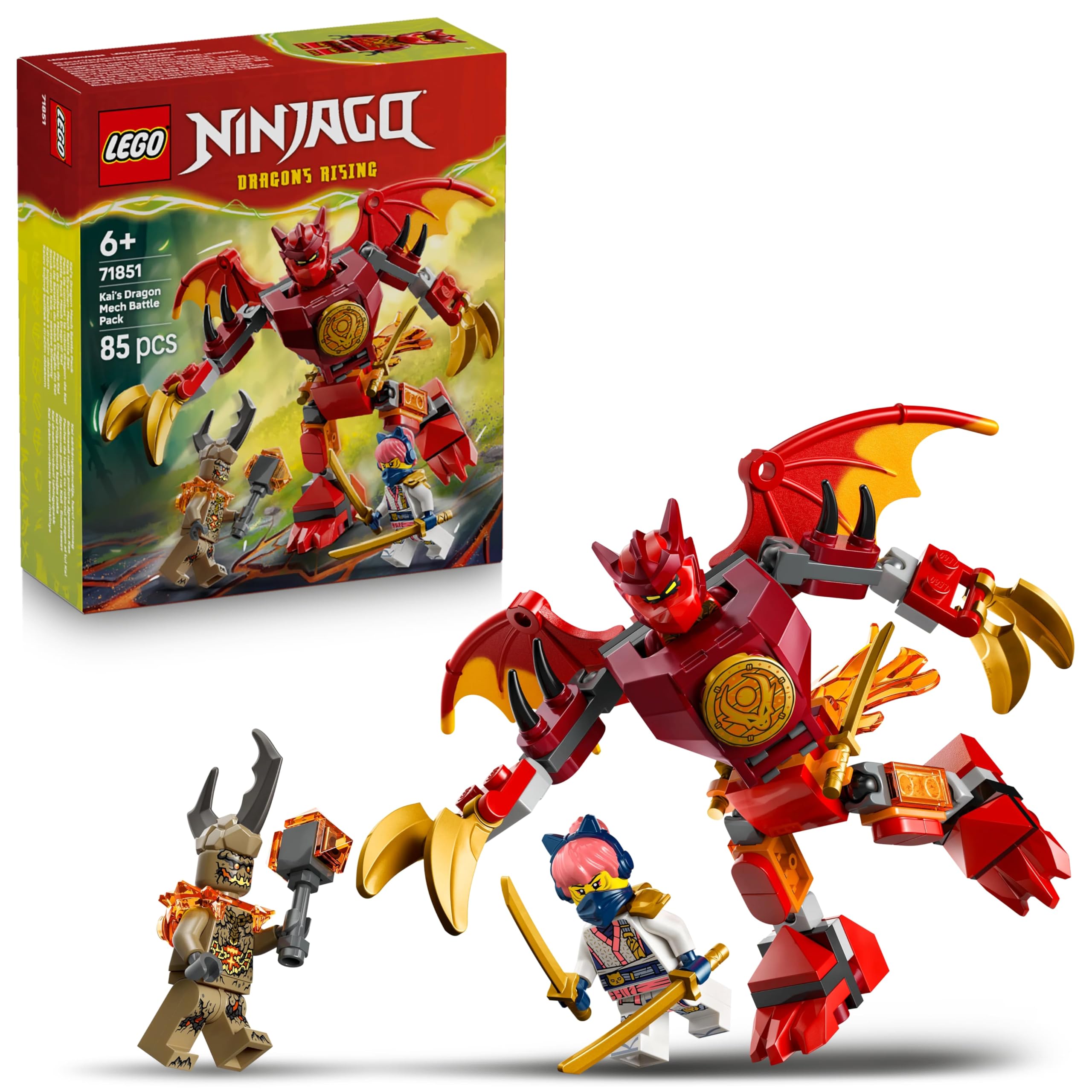 LEGO NINJAGO Kai's Dragon Mech Battle Pack 71851 | 3 Minifigures | Ages 6+ 1
