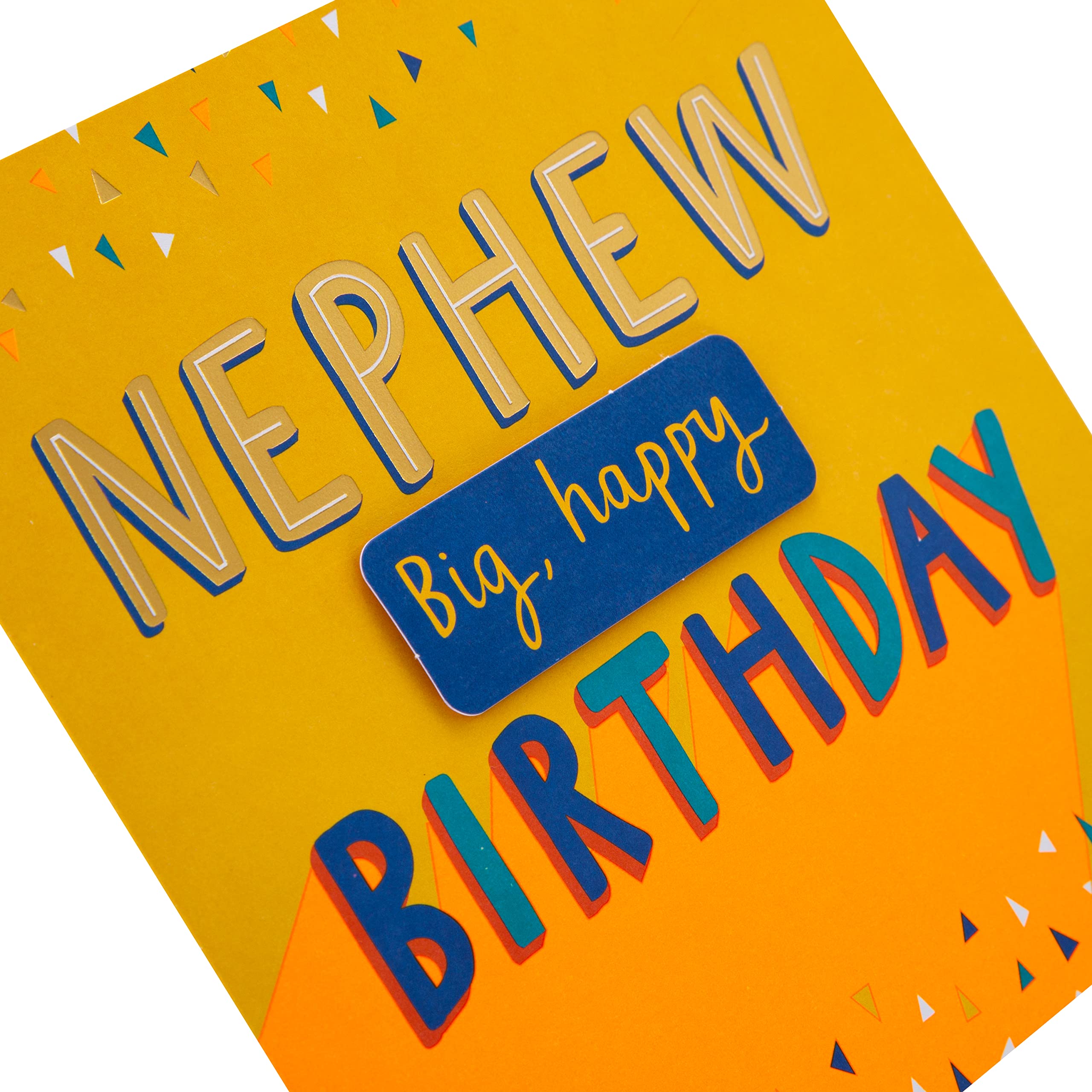 Hallmark Birthday Card for Nephew - 3D Effect, Neon Inks, Gold Foil | 16cm x 16cm 2