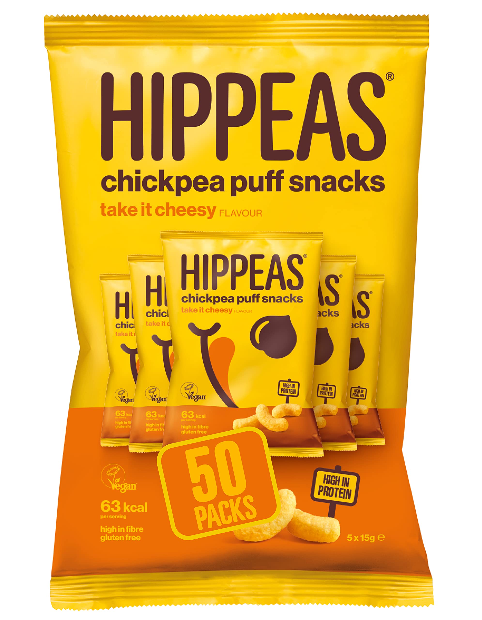 Hippeas Take It Cheesy Kichererbsen-Puffs Vegane Chips Multipack | 25 x 15 g