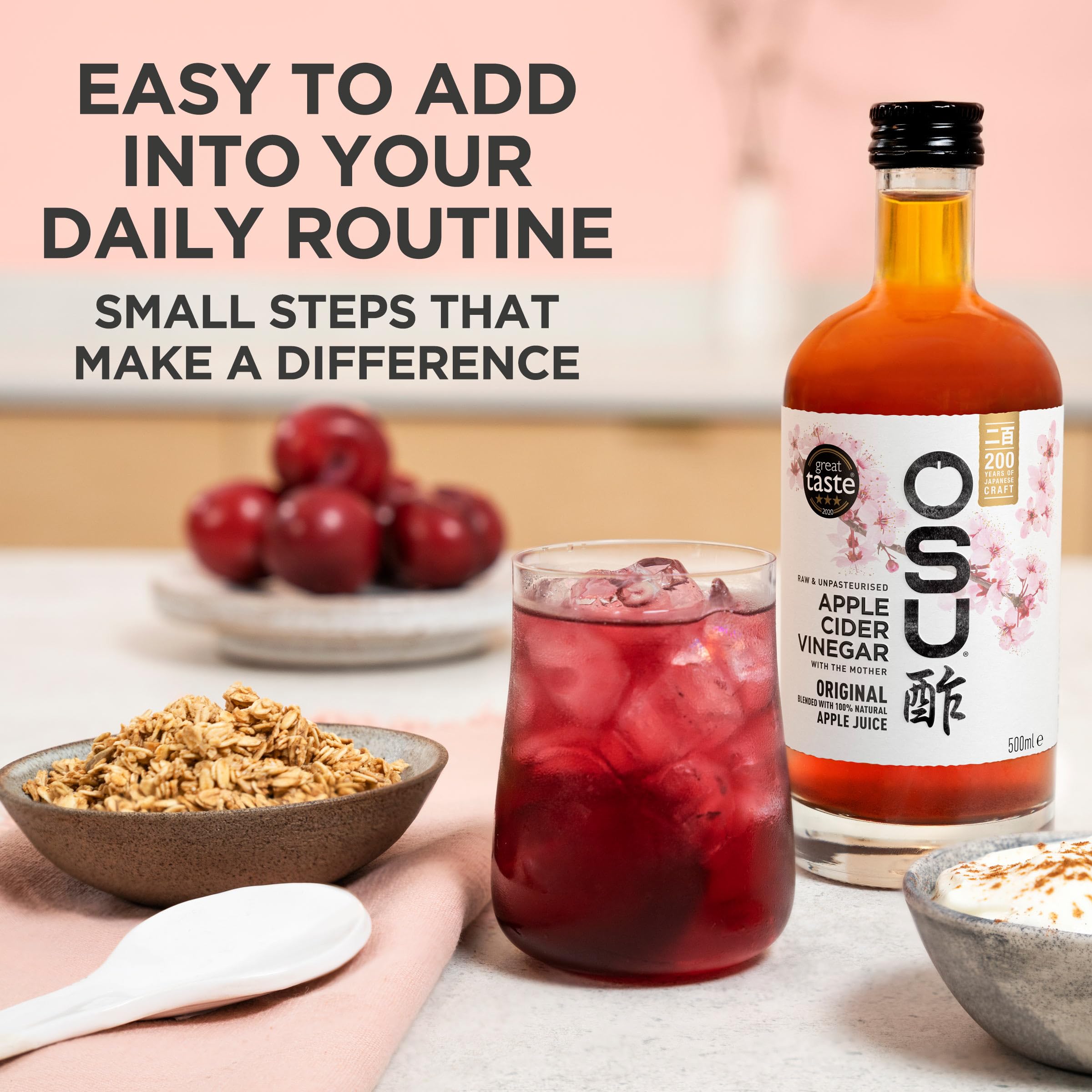 OSU Apple Cider Vinegar with The Mother & Apple Juice - Raw, Unpasteurised, Vegan Certified - 500 ml 4