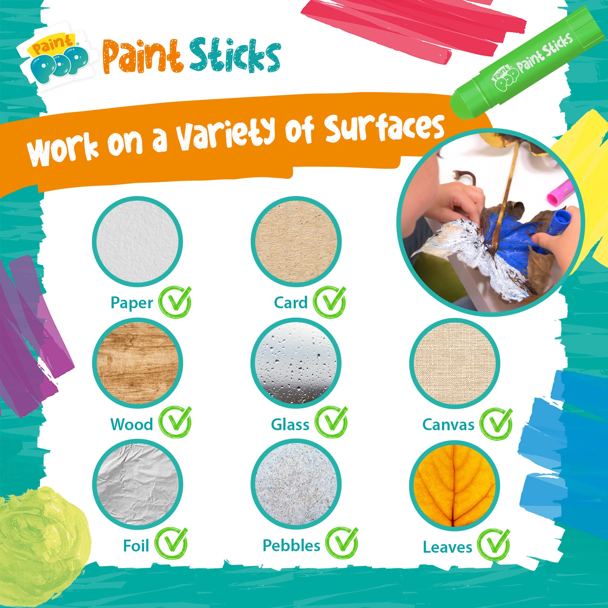 Paint Pop Paint Sticks - 20 Pack Assorted Colours | Mess-Free, Fast Drying, Twist & Paint Action 6