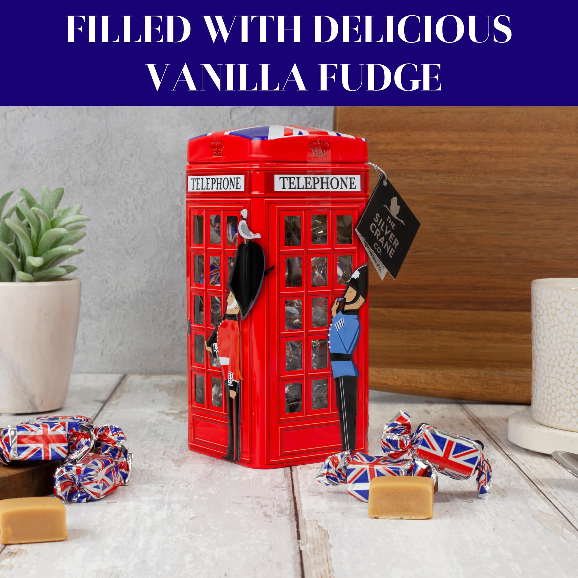 The Silver Crane Co. British Phone Box Souvenir Tin with Vanilla Fudge - 200g Christmas Gift 5