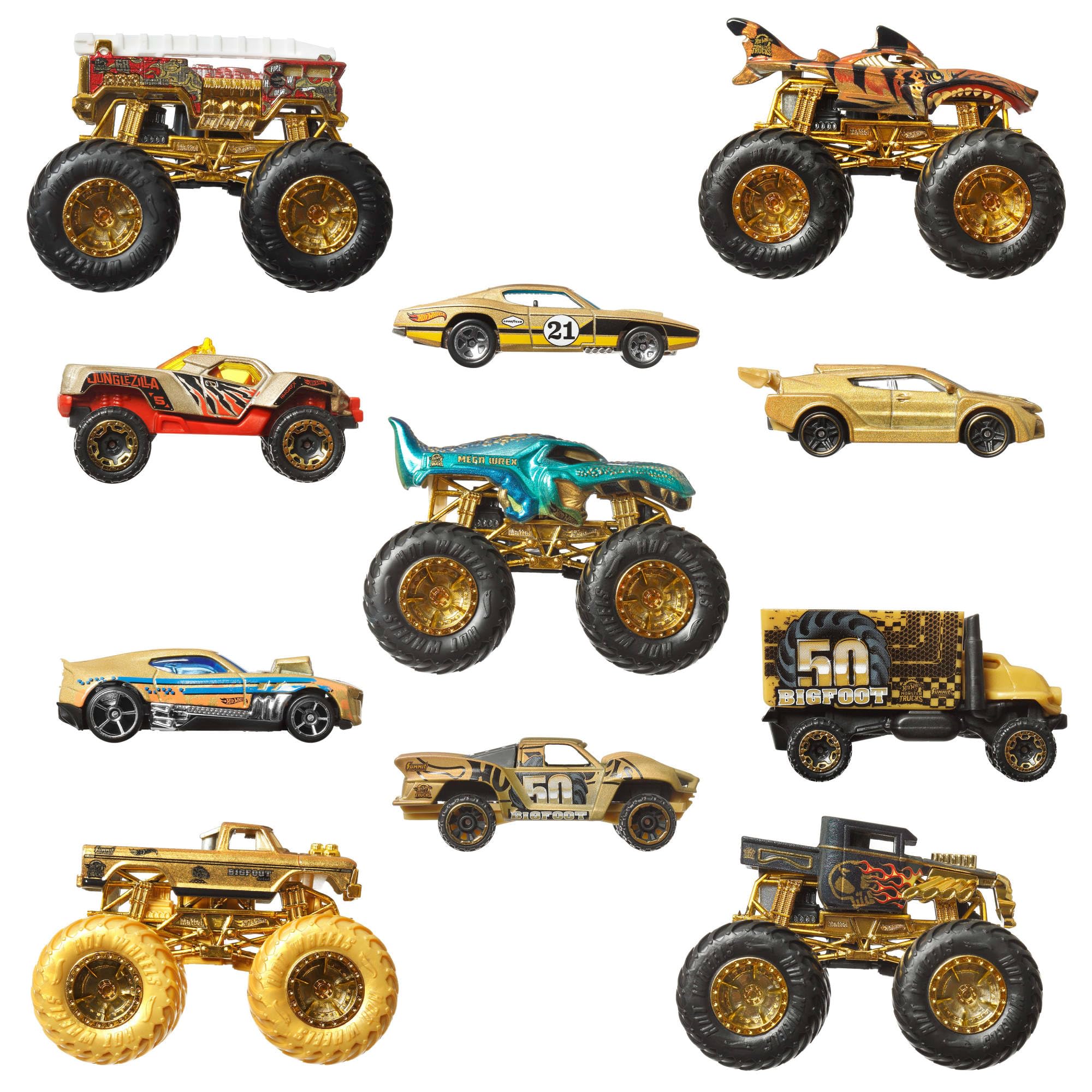 Hot Wheels Monster Trucks Trophy Champions Collection (11 Pcs) | 5 Monster Trucks & 6 Die-Cast Cars | 3Y+ 5