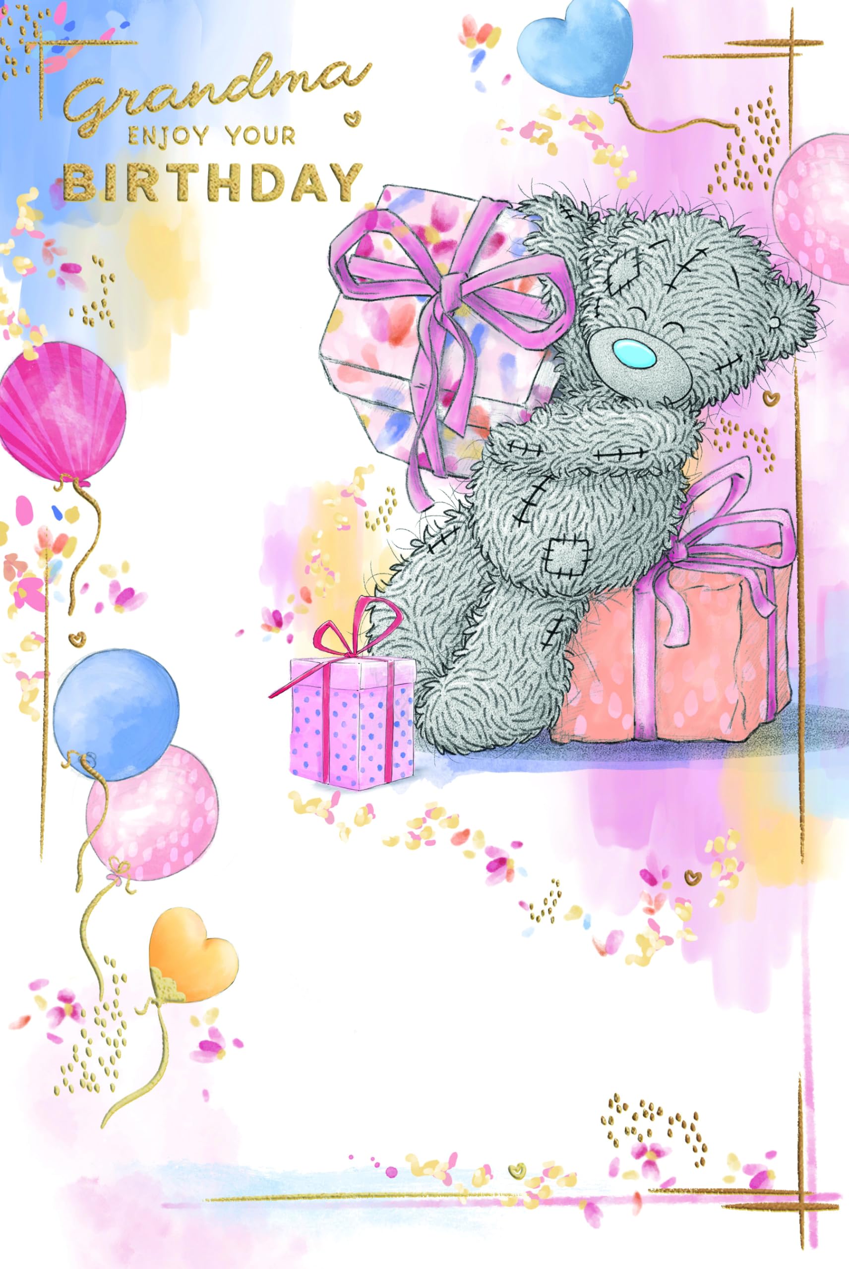 Me To You Tatty Teddy Luxury Gold Foil Birthday Card for Grandma | 6 x 9 Inches