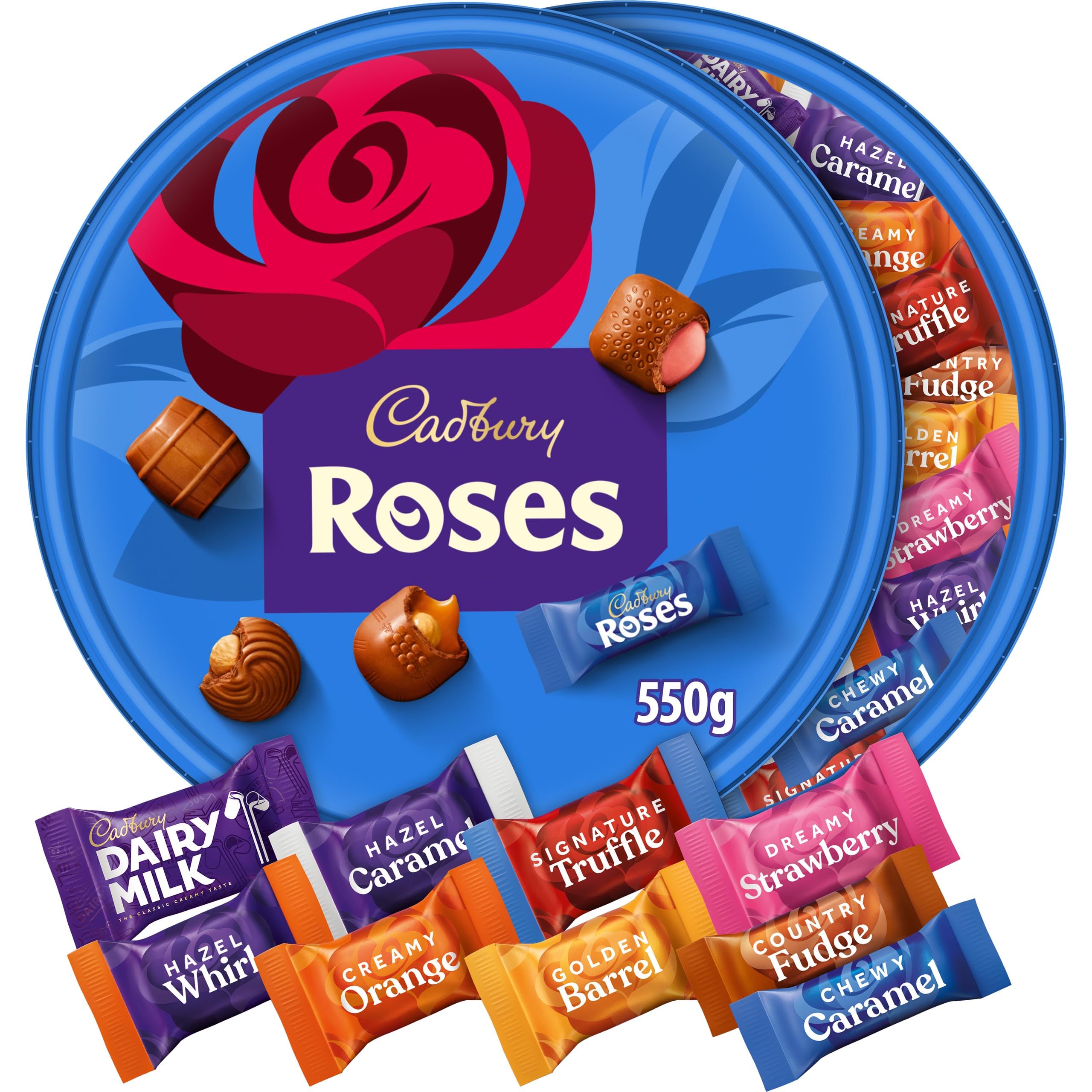 Cadbury Roses Milchschokoladen-Sortiment im Becher – 550 g Geschenk zum Teilen