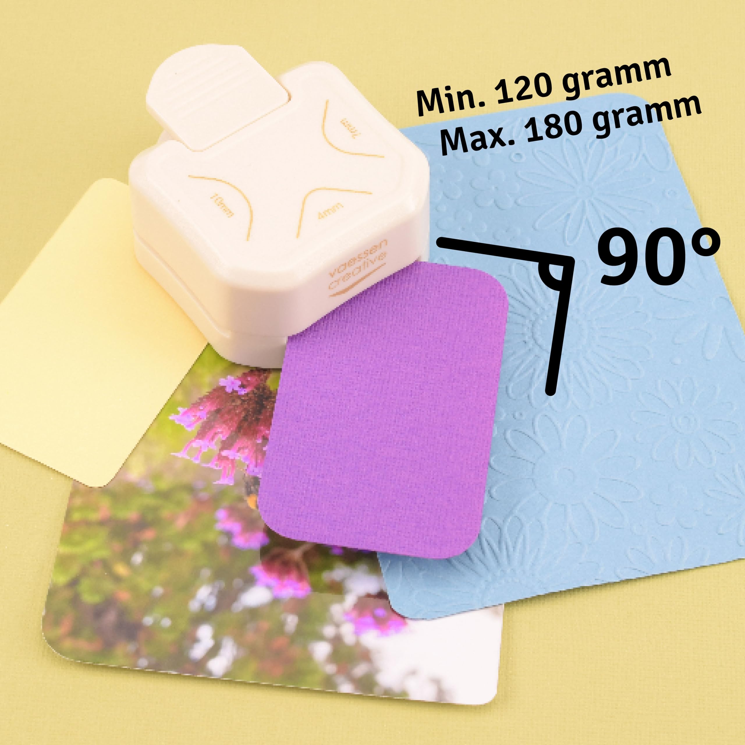Vaessen Creative Corner Rounder Punch - 3 Sizes (4, 7, 10mm) for Papercraft & Scrapbooking | White 4