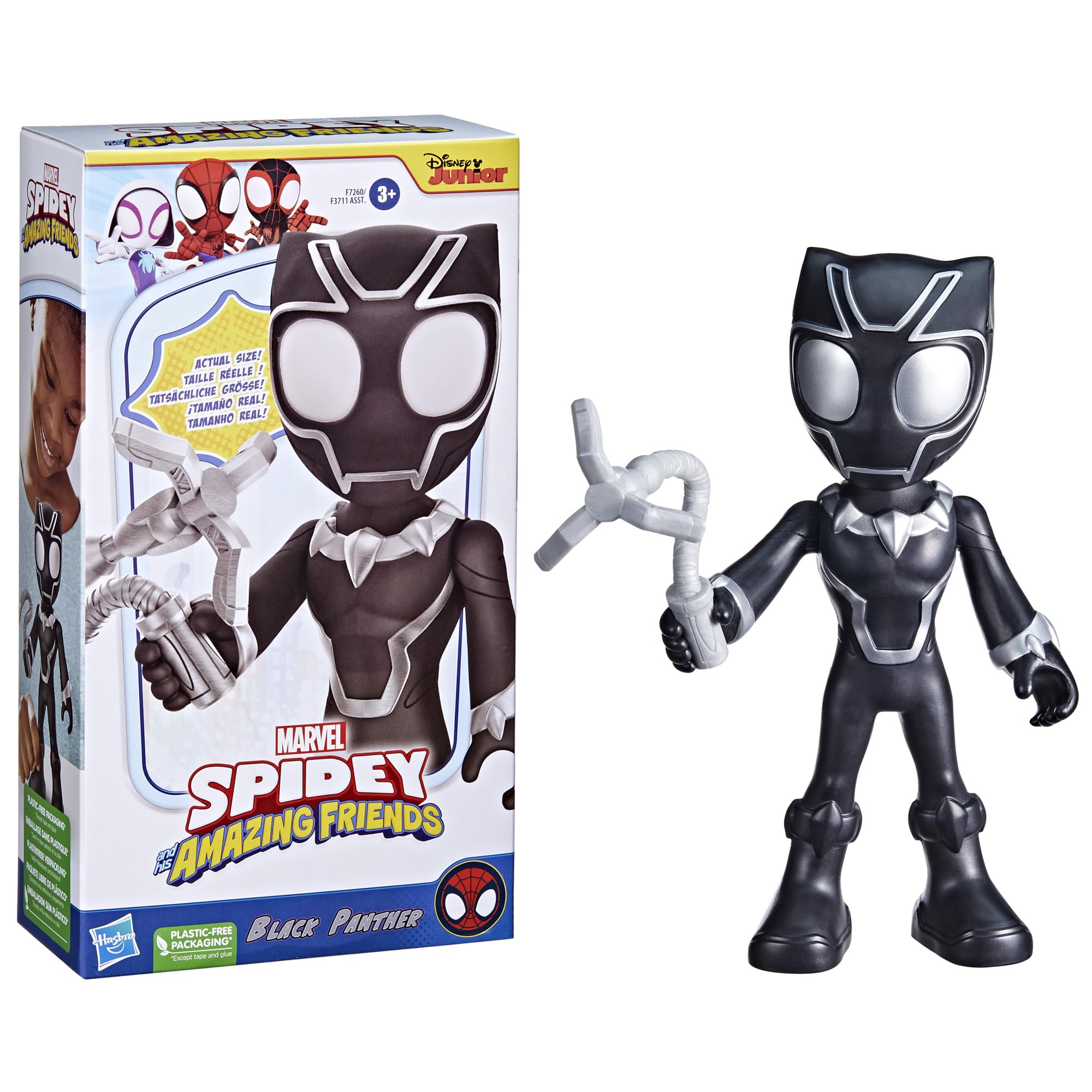 Spidey and His Amazing Friends Supersized Black Panther Action Figure - 22.5 cm Poseable Marvel Toy 7