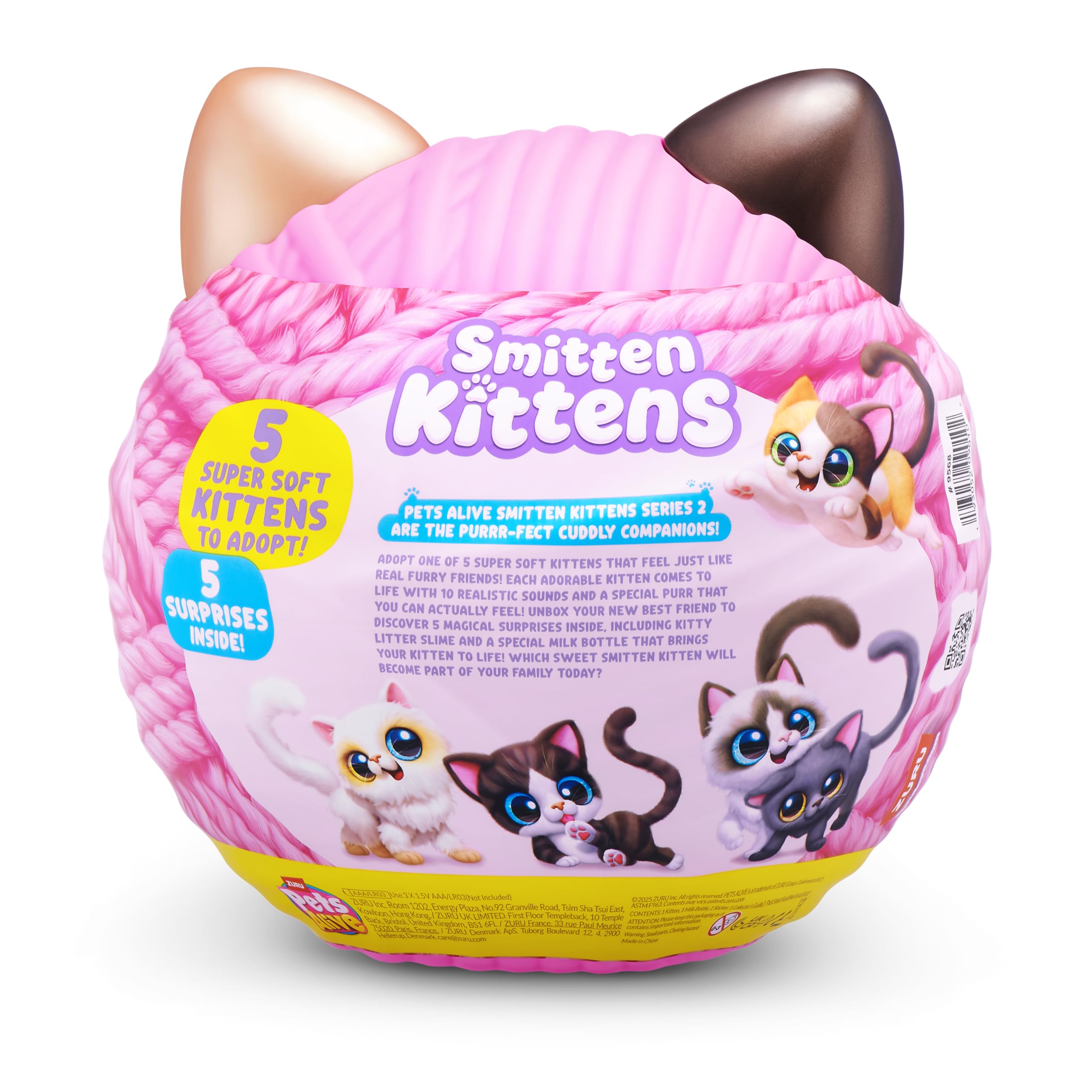 Pets Alive Smitten Kittens Series 2 Interactive Plush Toy - Calico Cat | 10+ Sounds | Unisex Children 8
