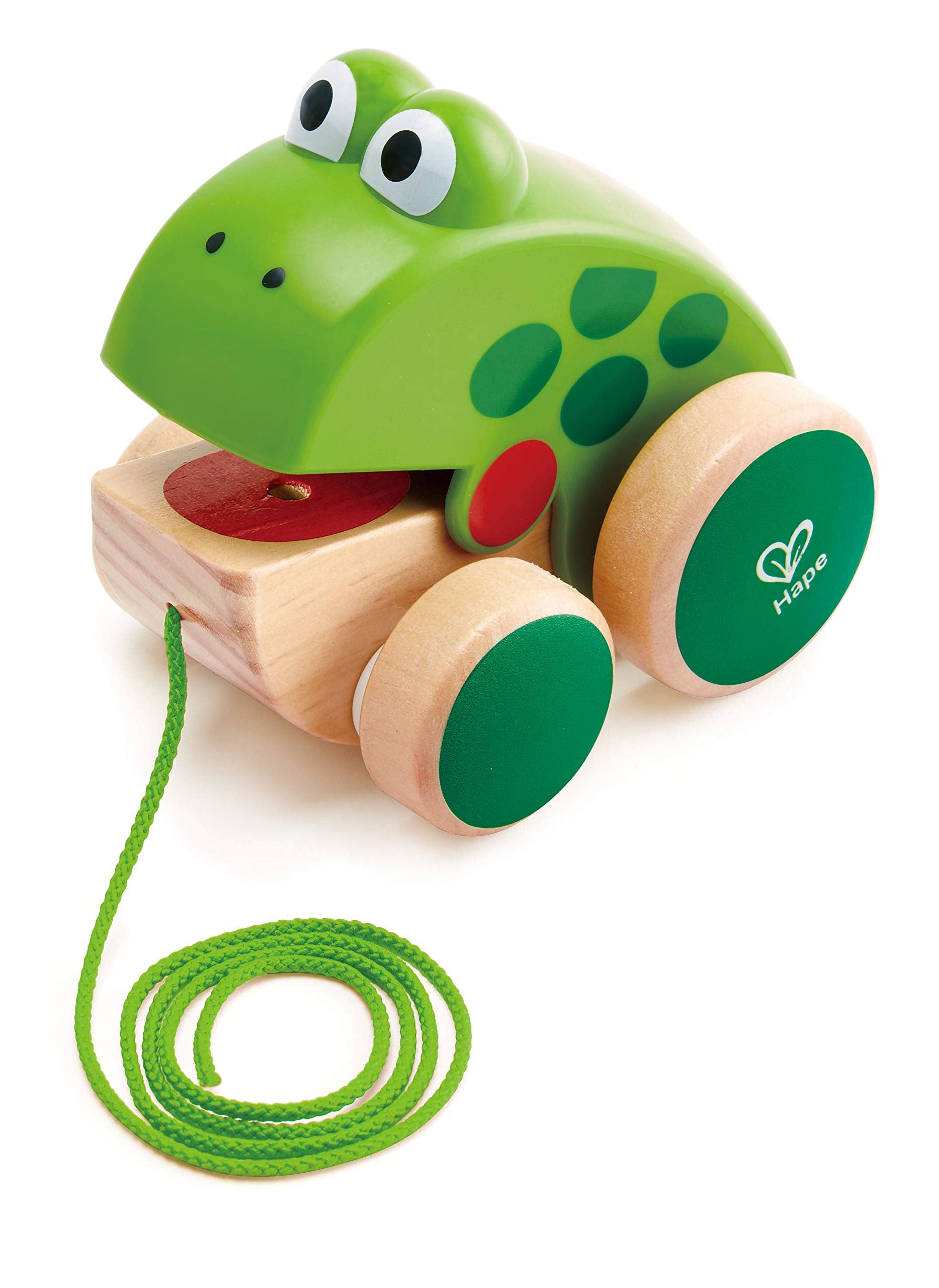 Hape Wooden Frog Pull Along Toy - Encourages Mobility & Independence | Ages 12 Months+