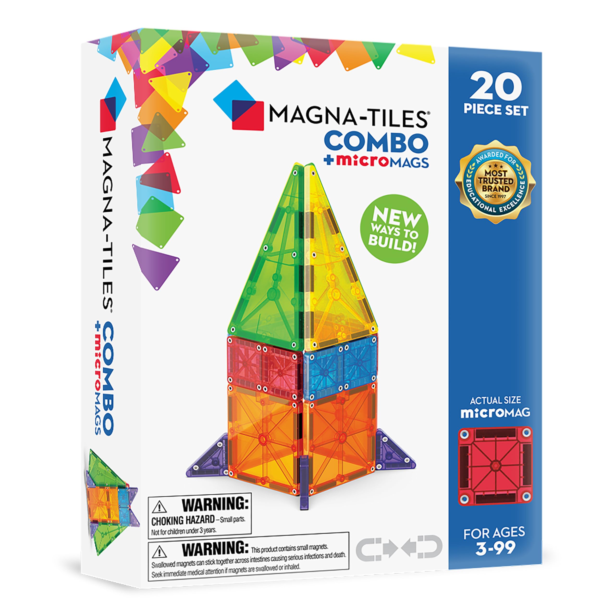 Magna-Tiles Combo 20-Piece Magnetic Construction Set - MicroMAGS for Ages 3+ 1
