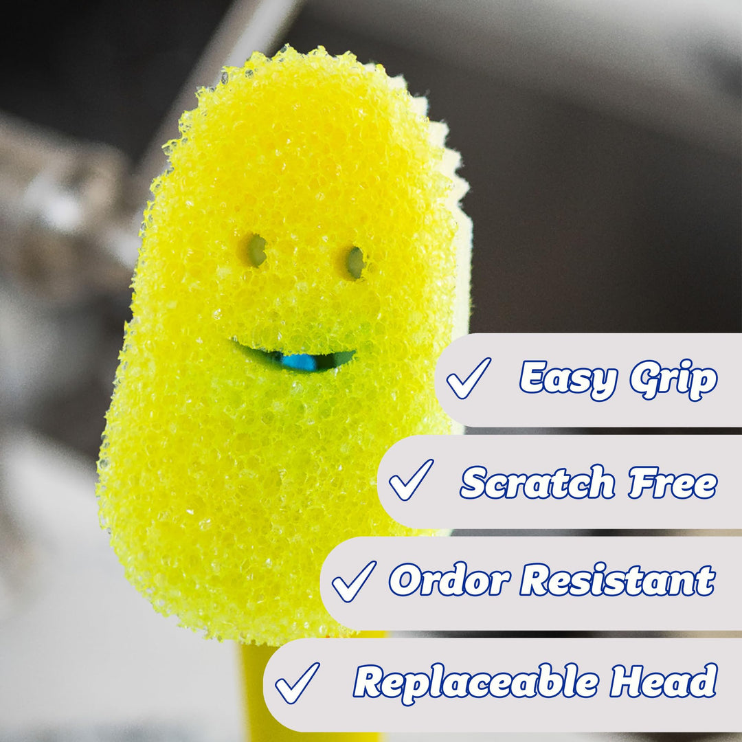 Scrub Daddy Dish Daddy Wand with Refill Heads, Sponge & Connector - Yellow