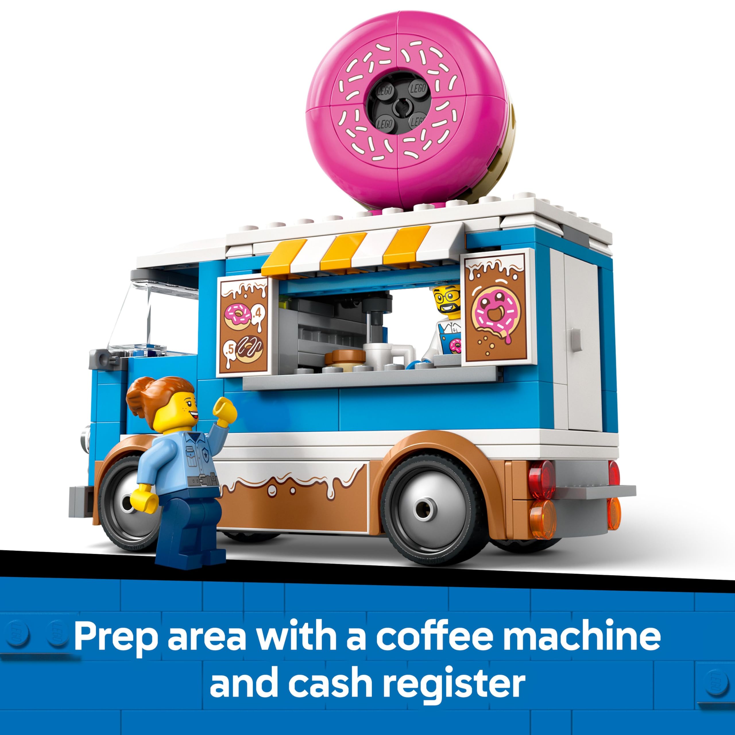 LEGO City Donut Truck Toy with 2 Minifigures - Building Set for 5+ Year Olds 9