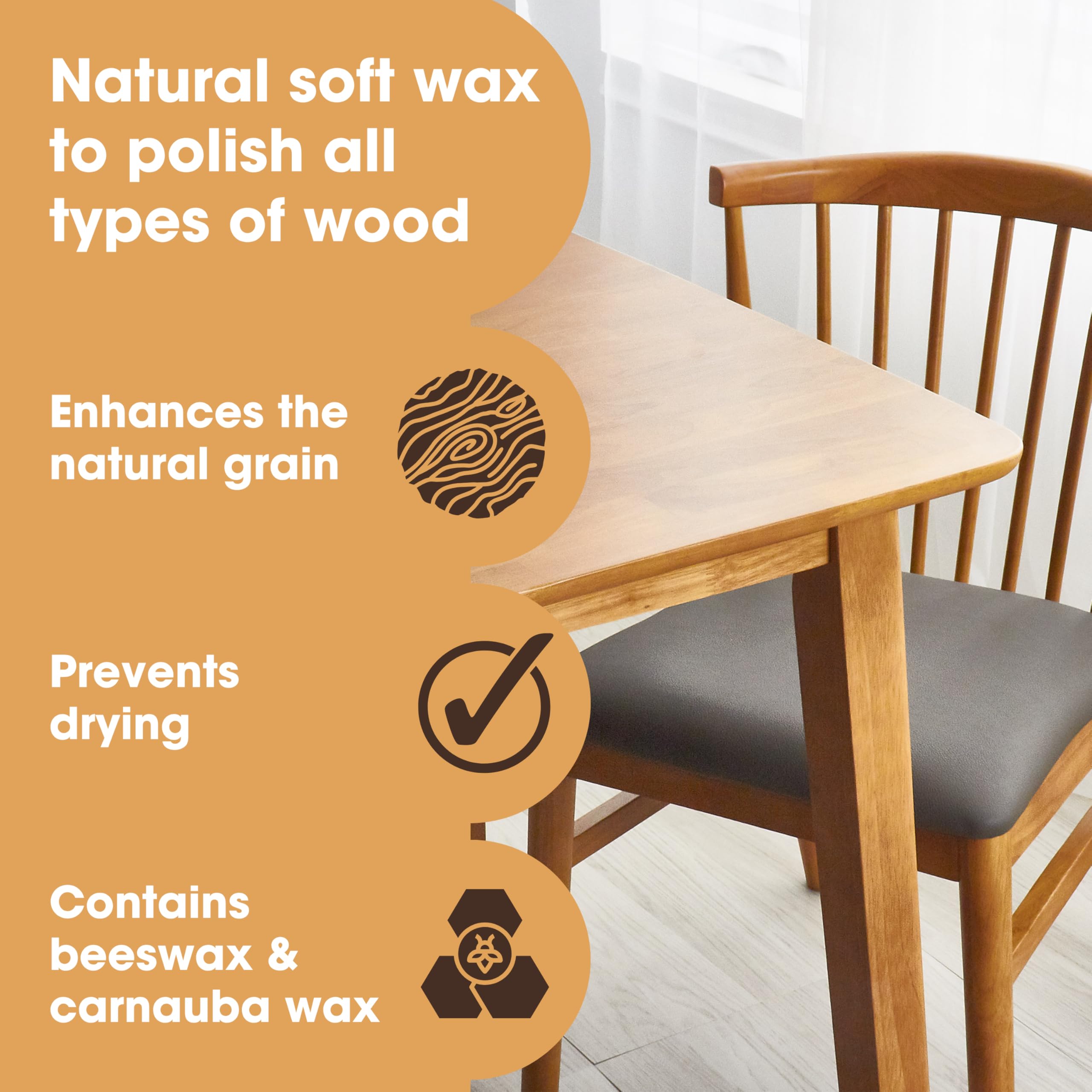 Furniture Clinic Wood Wax & Wood Polish - Orange Scented, Natural Formula | 500 ml 2