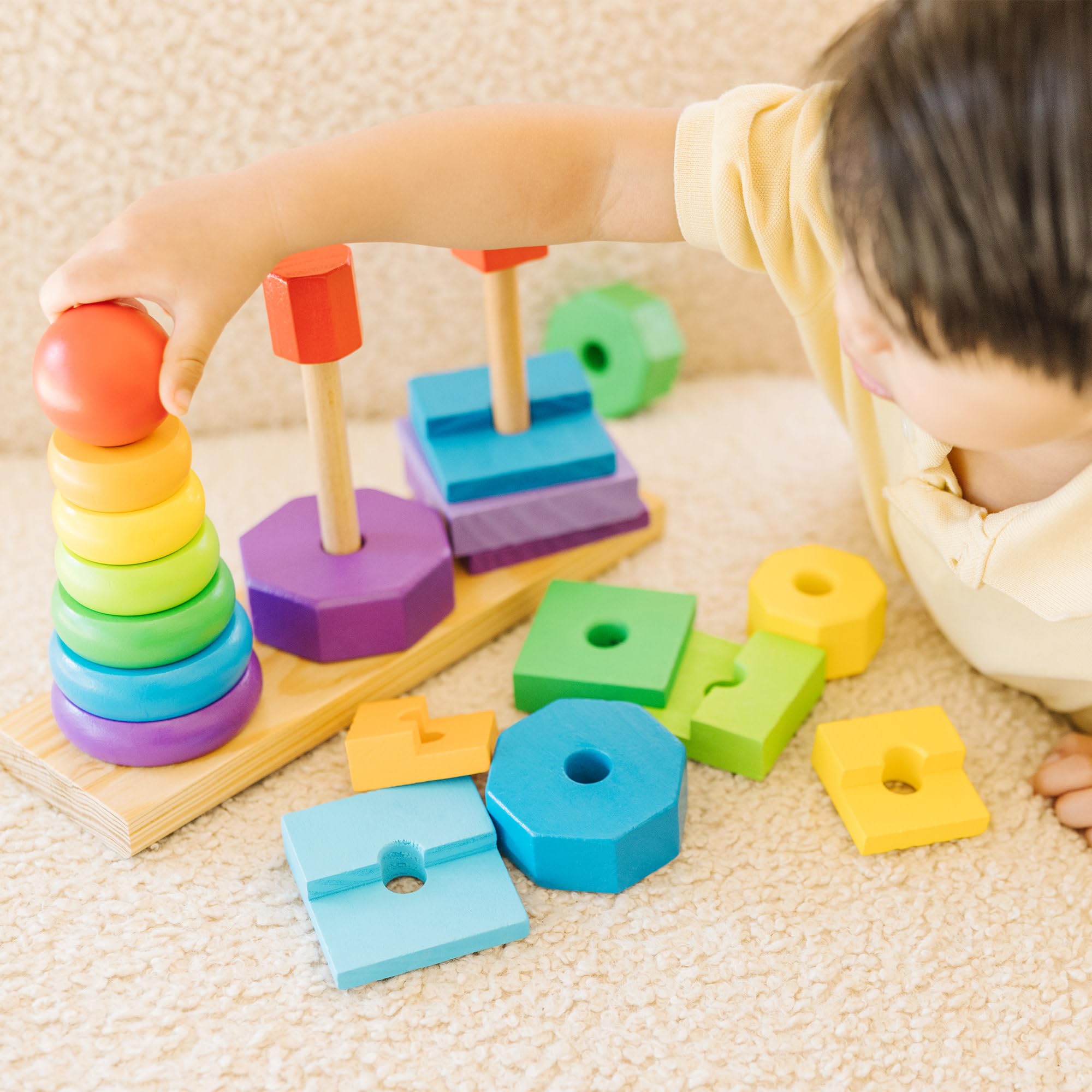 Melissa & Doug Geometric Stacker Wooden Development Toy | Ages 2-4 | Builds Motor Skills 2