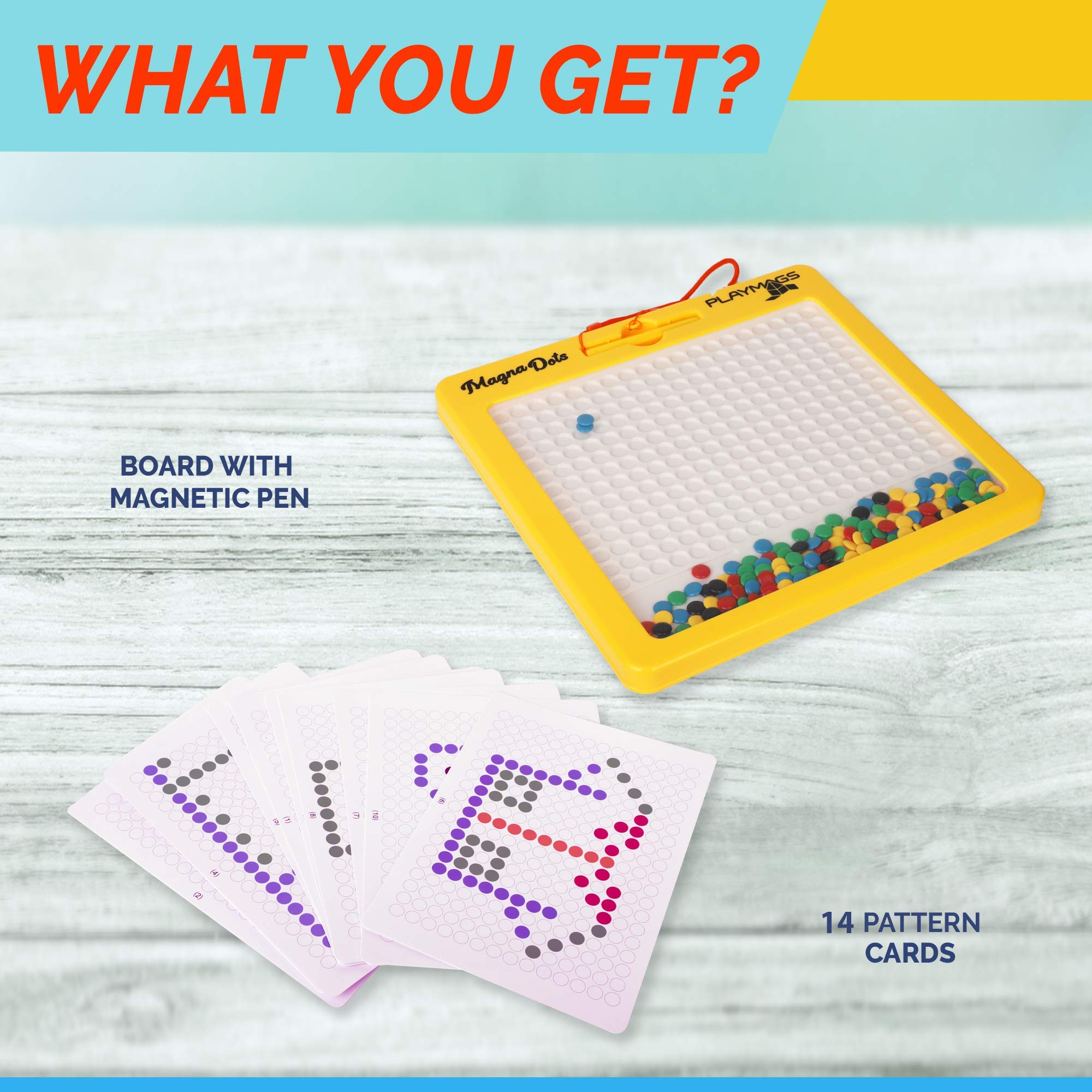 Playmags Magna Dots - 12.5" Magnetic Drawing Board for Kids - Reusable Doodle Toy 10