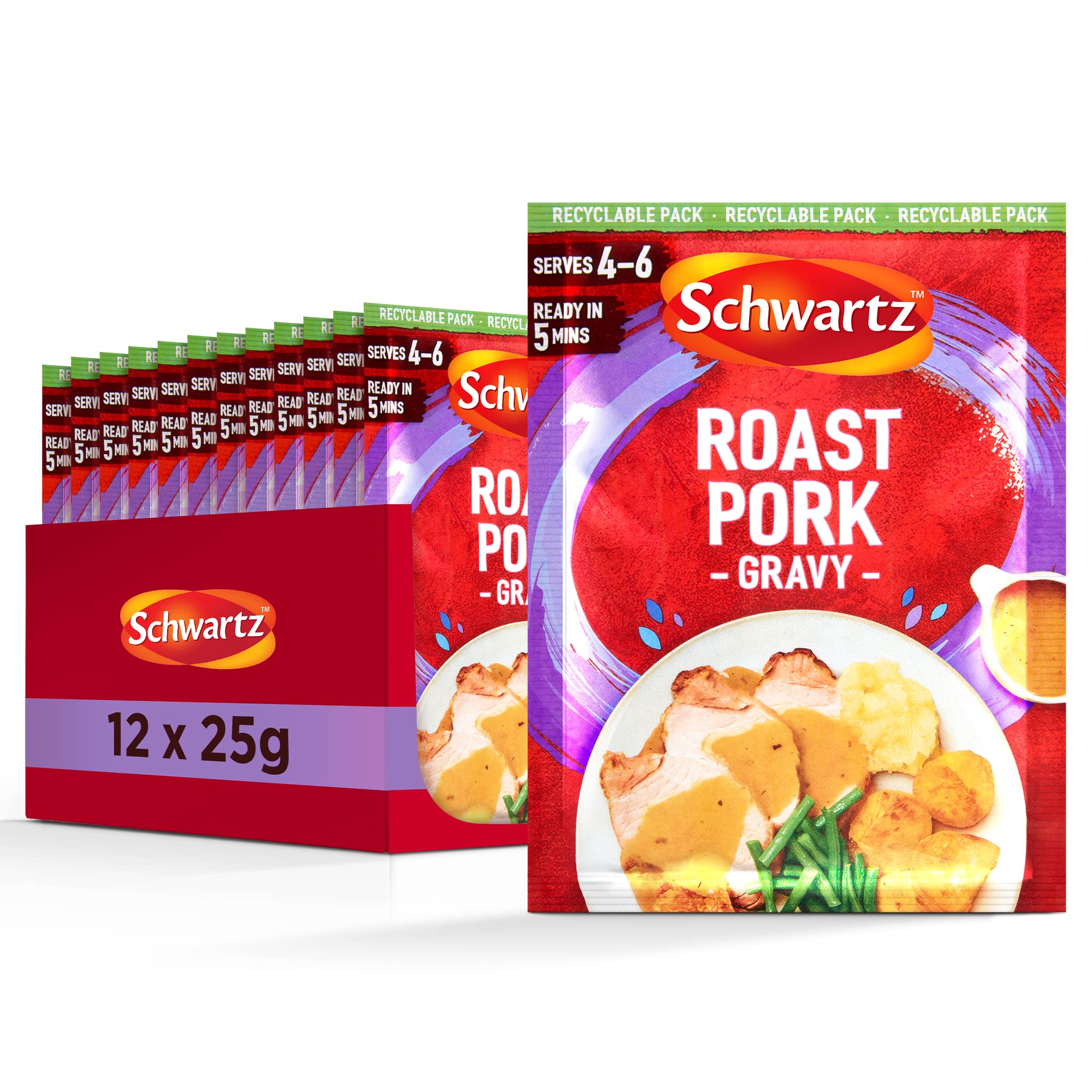 Schwartz Roast Pork Gravy Mix 25g - Pack of 12 | Rich & Smooth Gravy for Roast Dinners 1