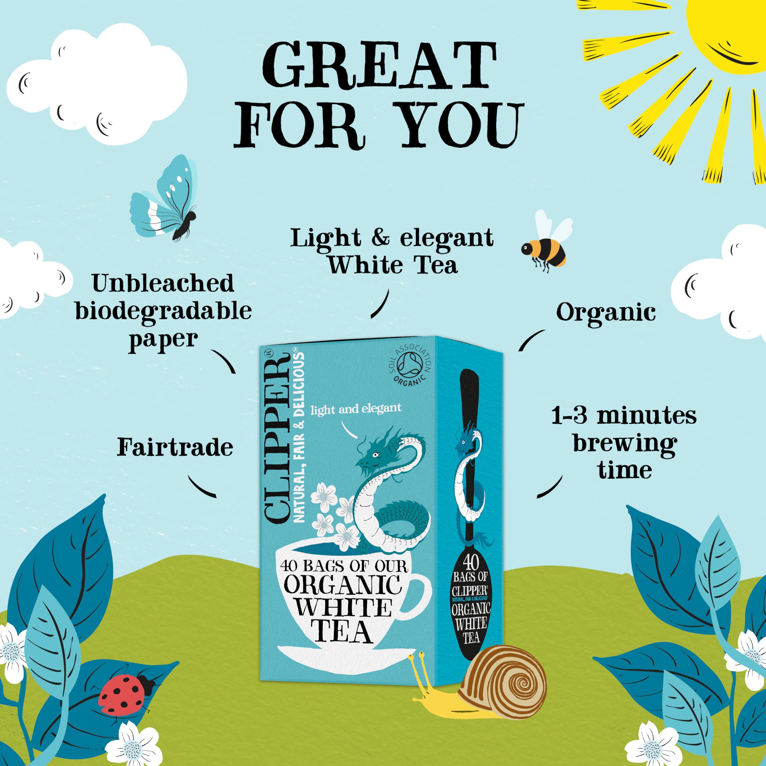 Clipper Organic White Tea Bags - 40 Count, Antioxidant Support | Plastic-Free Bags 2