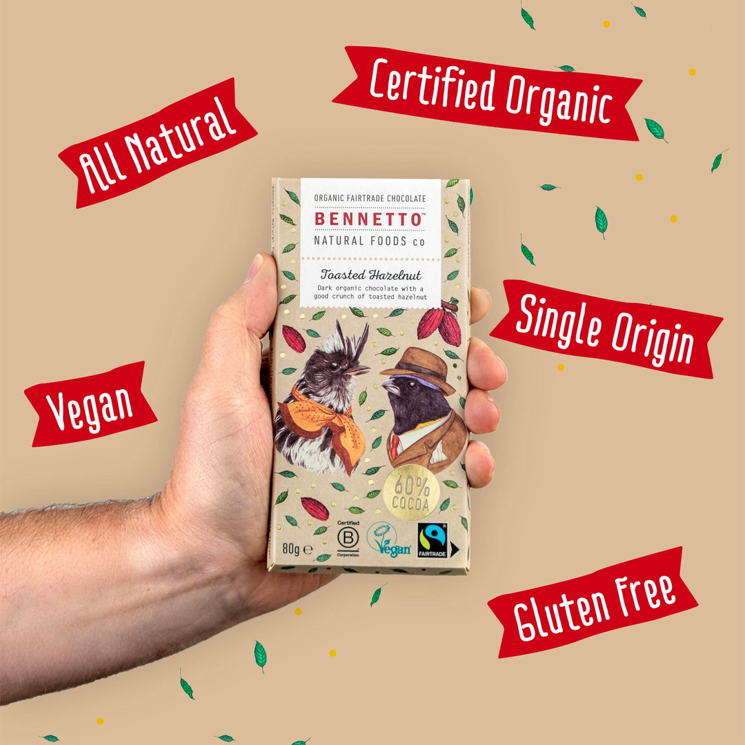 Bennetto Organic Dark Chocolate with Toasted Hazelnuts 60% - 270g