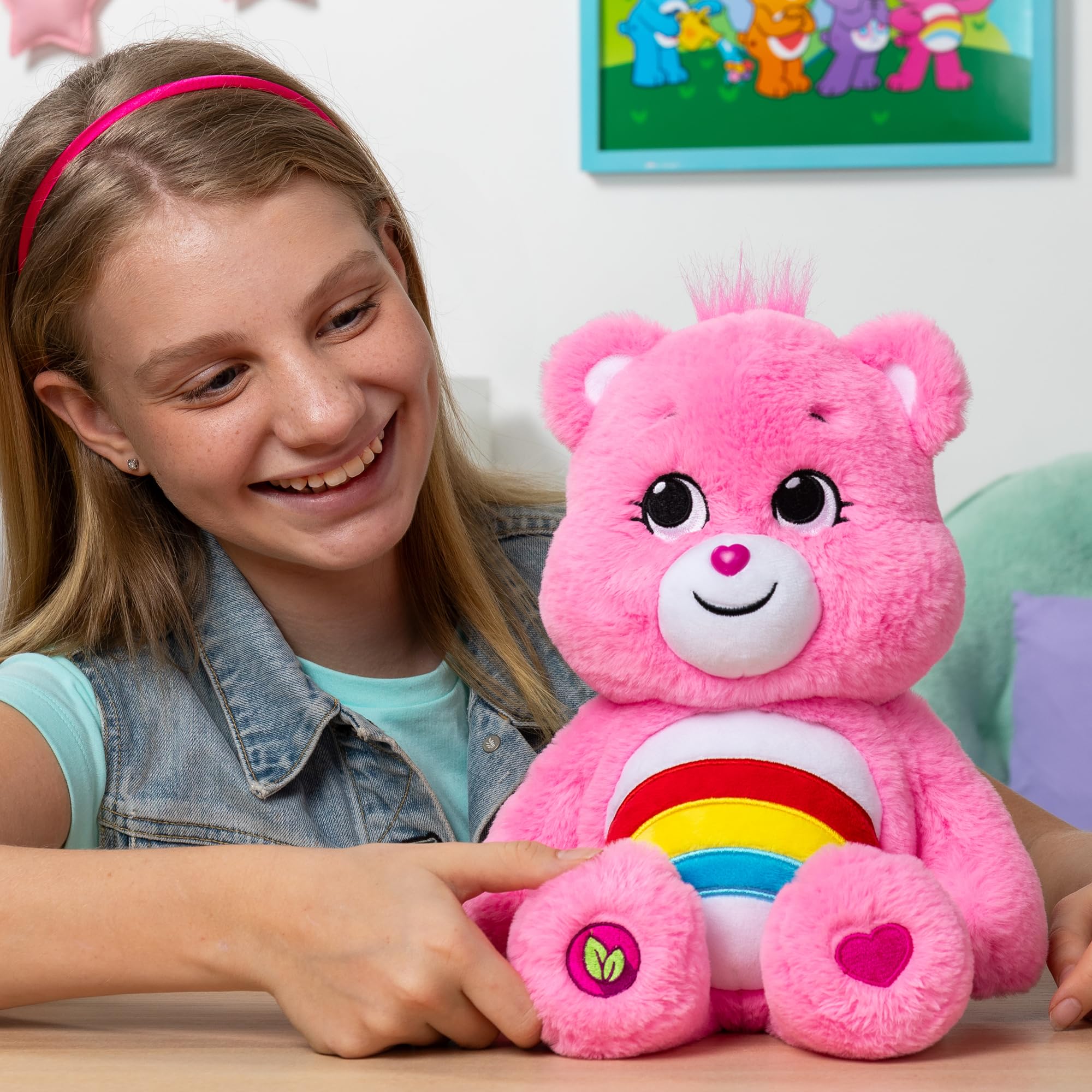 Care Bears Cheer Bear 35cm Plush Toy - Soft Cuddly Stuffed Animal for Kids 7