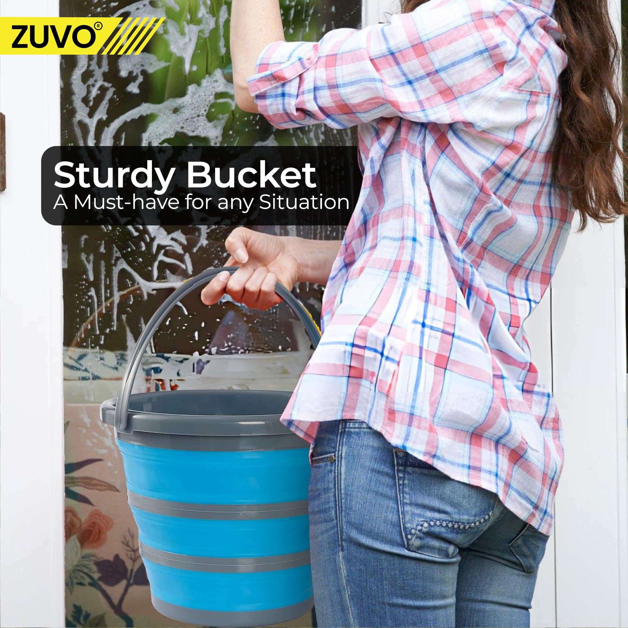 Zuvo Collapsible Bucket - 10L Capacity, Food-Grade Silicone, Leakproof Design 4