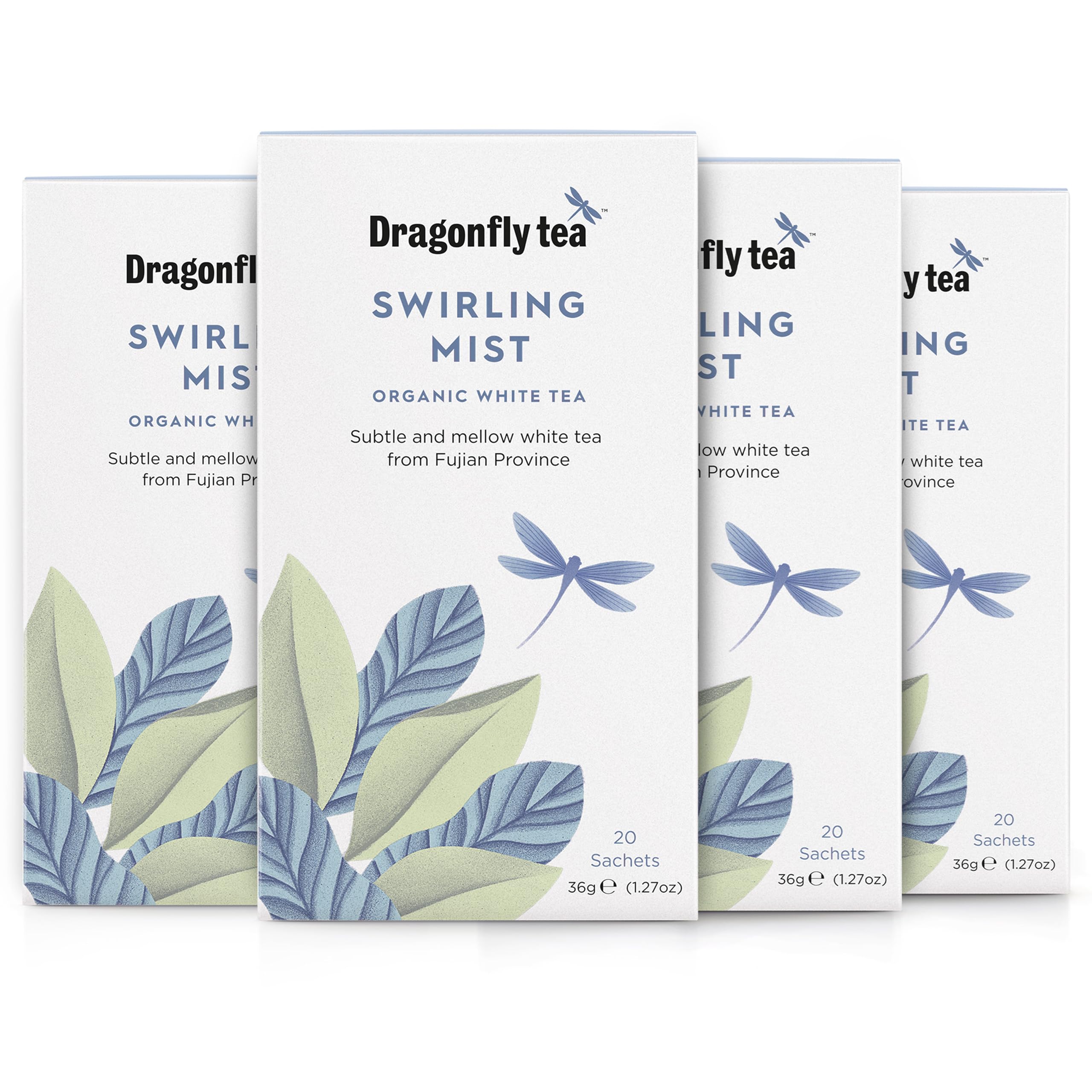 DRAGONFLY Swirling Mist White Tea - Organic Bai Mudan | 4 x 20 Teabags (80 Total)