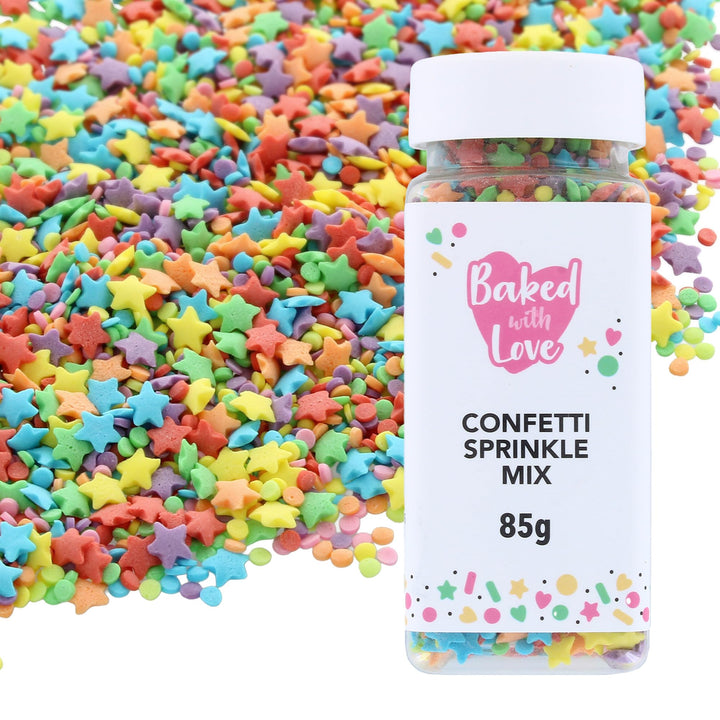 Baked with Love - Confetti Bright Sprinkles | 85g | Multi-Coloured Sugar Cake Decorations