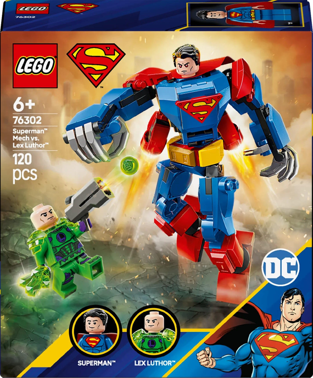 LEGO DC Superman Mech vs. Lex Luthor - Super Heroes Building Playset for Kids 6+