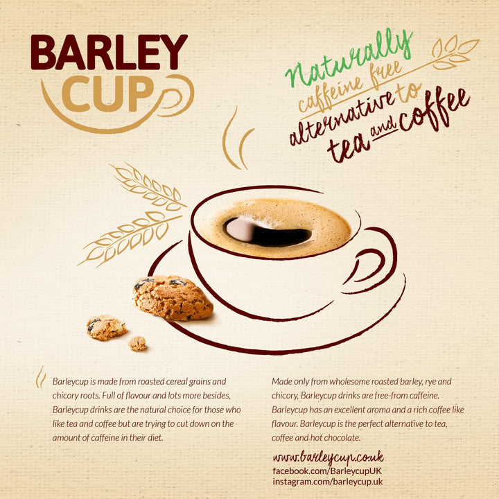 Barleycup Fibre Instant Grain Beverage 100g - High Fibre, Caffeine-Free Coffee Substitute