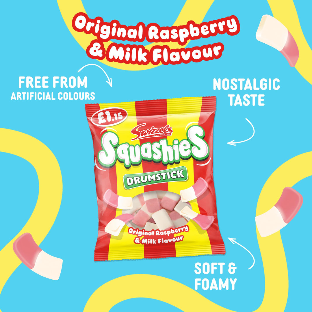 Swizzels Drumstick Squashies - Raspberry and Milk Flavour Sweets