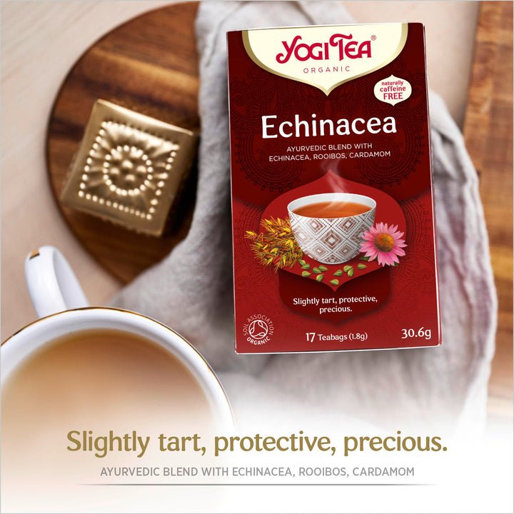 YOGI TEA - Echinacea Organic Herbal Tea, Naturally Caffeine-Free, Blend of Echinacea, Rooibos & Cardamom, 6 x 17 Tea Bags (102 Total)
